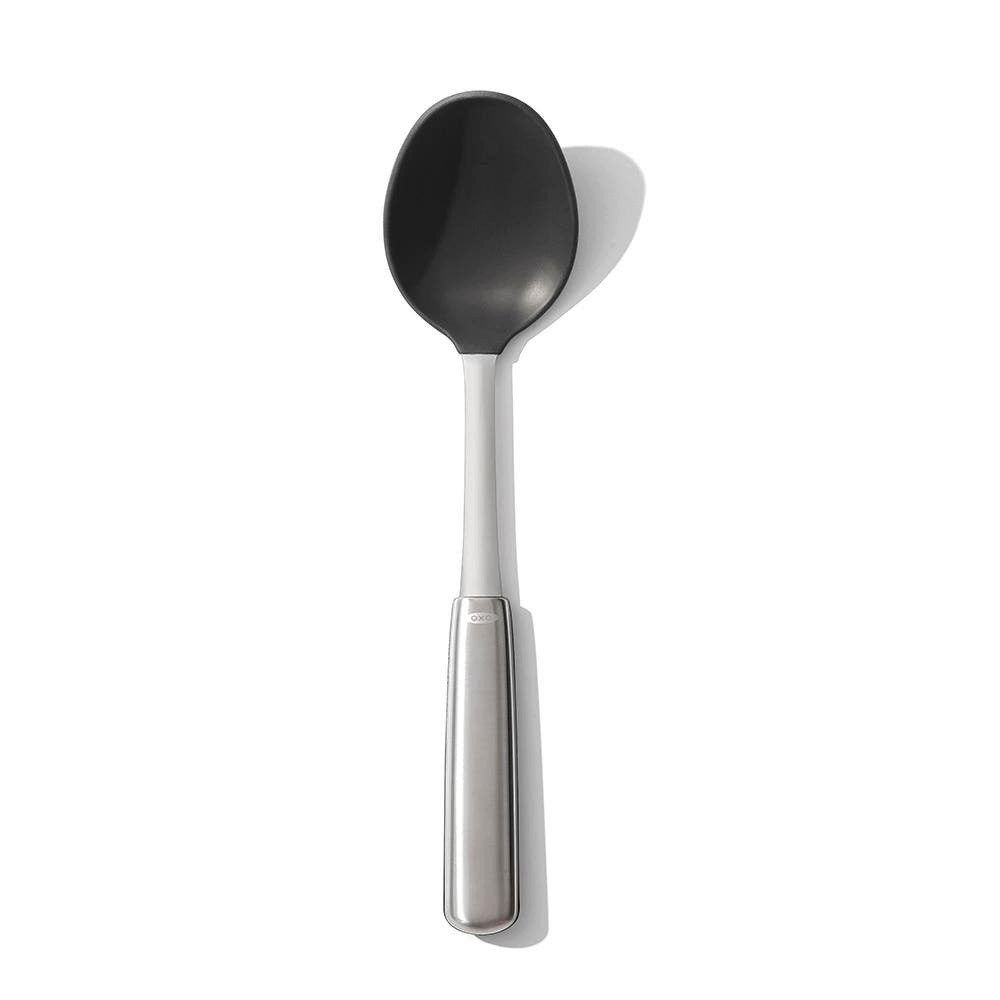 OXO Good Grips Kochlöffel OXO Steel Kochlöffel aus Silikon, mi Kopf aus hitzebeständigem Silikon