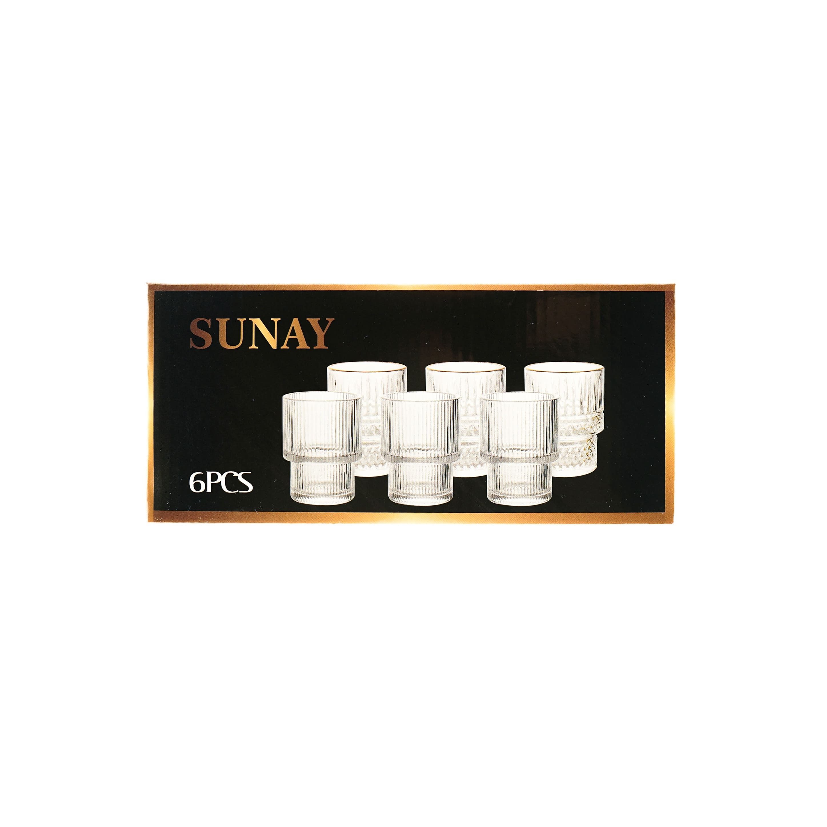 Sunay Gläser-Set 6-teilig mit Goldumrandung & Rifflemuster 175ml transparent, 6-tlg. – Bild 5 von 5
