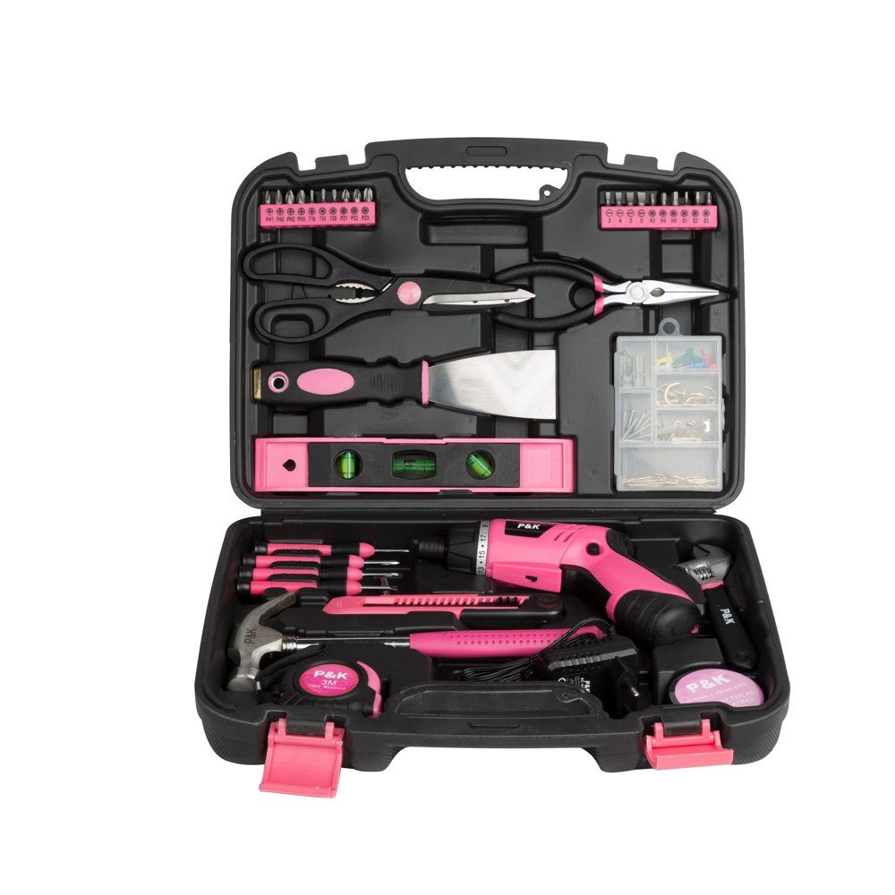 P & K Werkzeugset 135 Teiliges Werkzeugset Werkzeugkoffer in Pink Design,  (135-St)