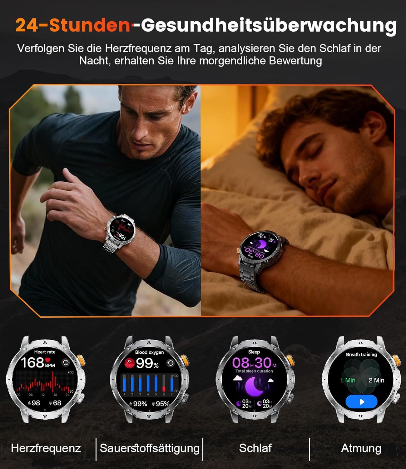Lige Sportuhr T-Rex3 Pro Smartwatch Sport-Lauftracker Fitness Tracker, 500 anpassbare Zifferblätter, Handgelenk-Aktivierung – Bild 5 von 5