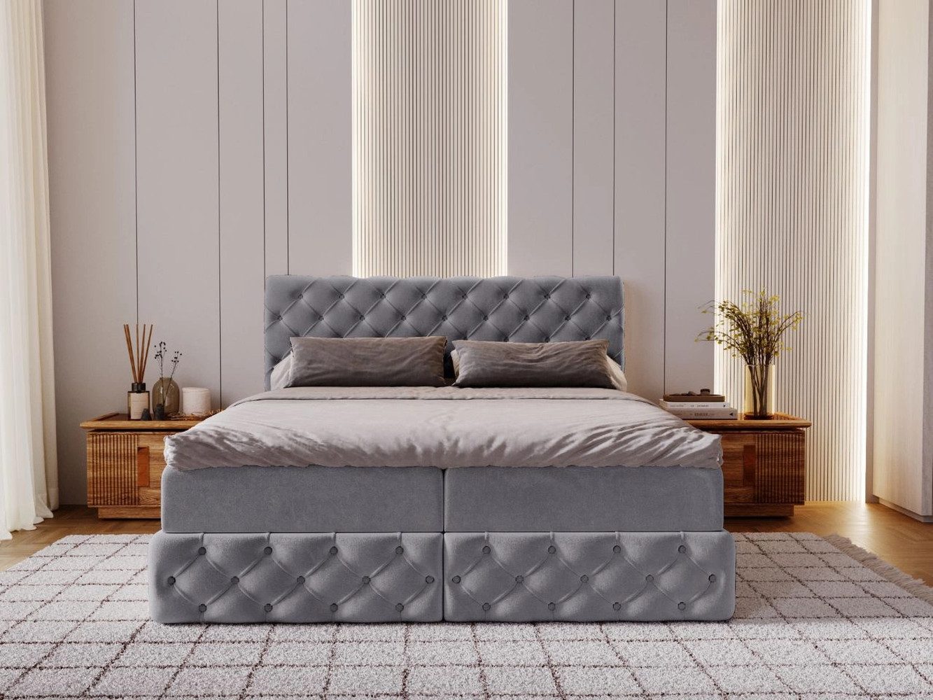 GrainGold Boxspringbett mit Bettkästen CANOLO, Modern Bett mit Kopfteil - 1 günstig online kaufen