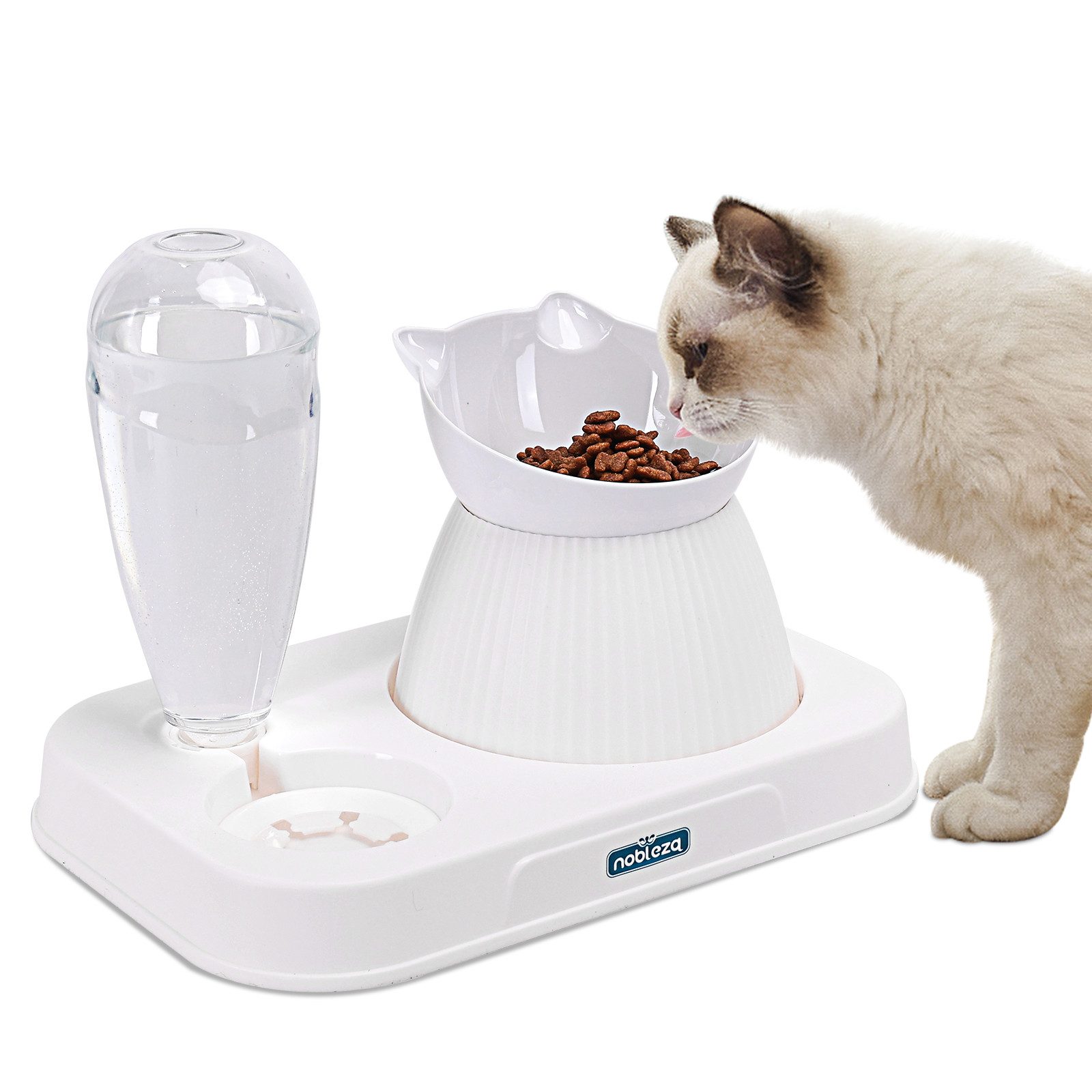 nobleza Futterstation 2 in 1 Katzennapf-Set, mit Automatischer Wasserflasche