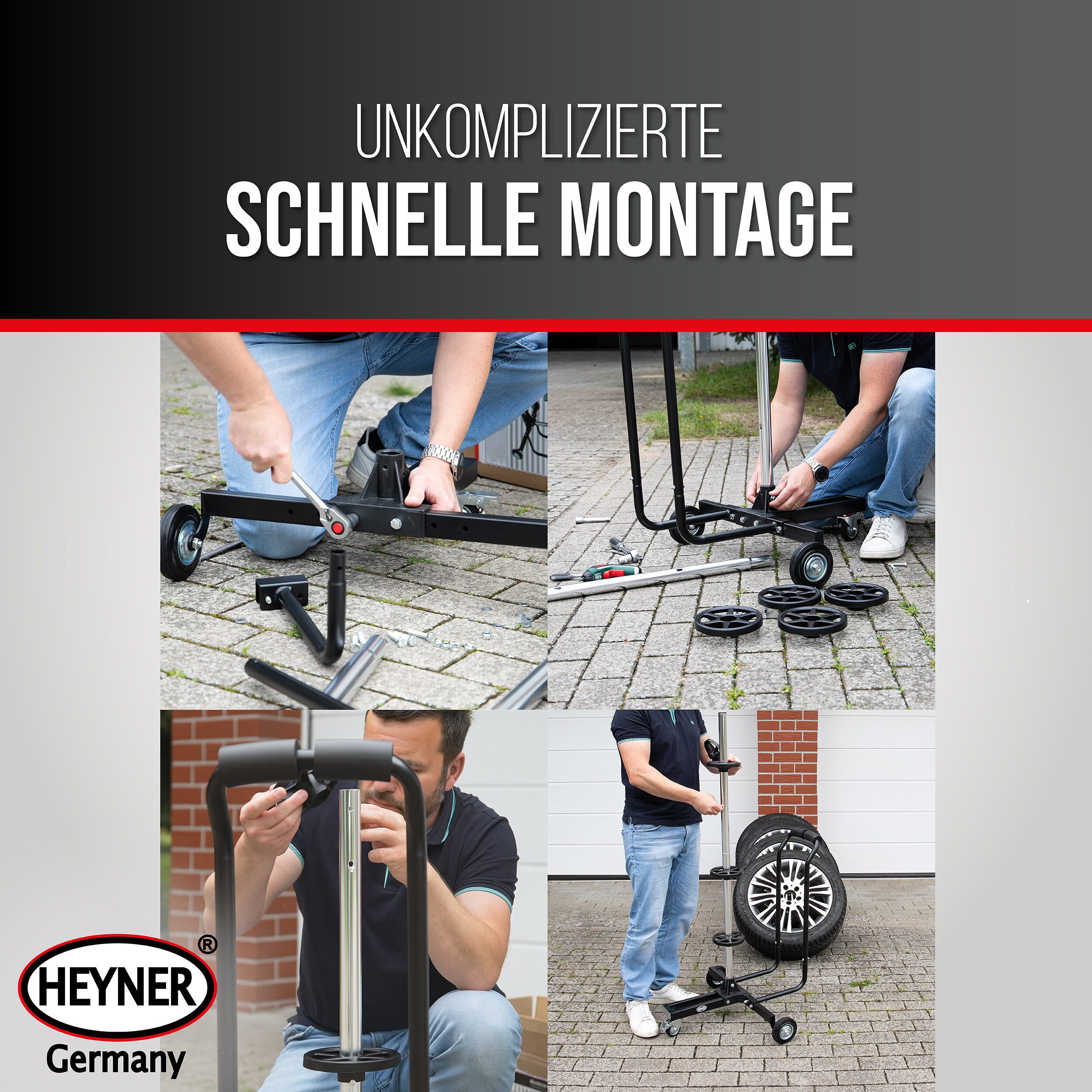 HEYNER Mobile Rim Tree - Up to 285 mm tire width, 100 kg load capacity, with, 1-piece.