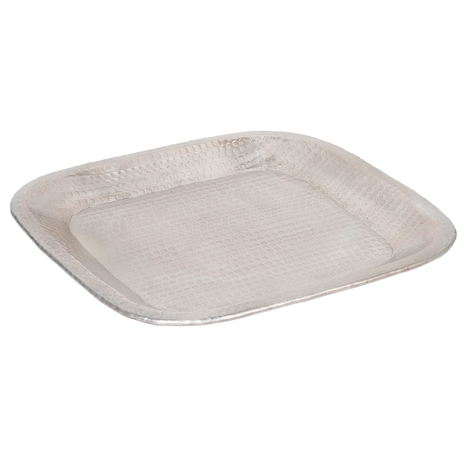 Marrakesch Orient & Mediterran Interior Dekotablett Skandinavisches Design Tablett Kerzentablett Hosna Silber 29cm, Handarbeit