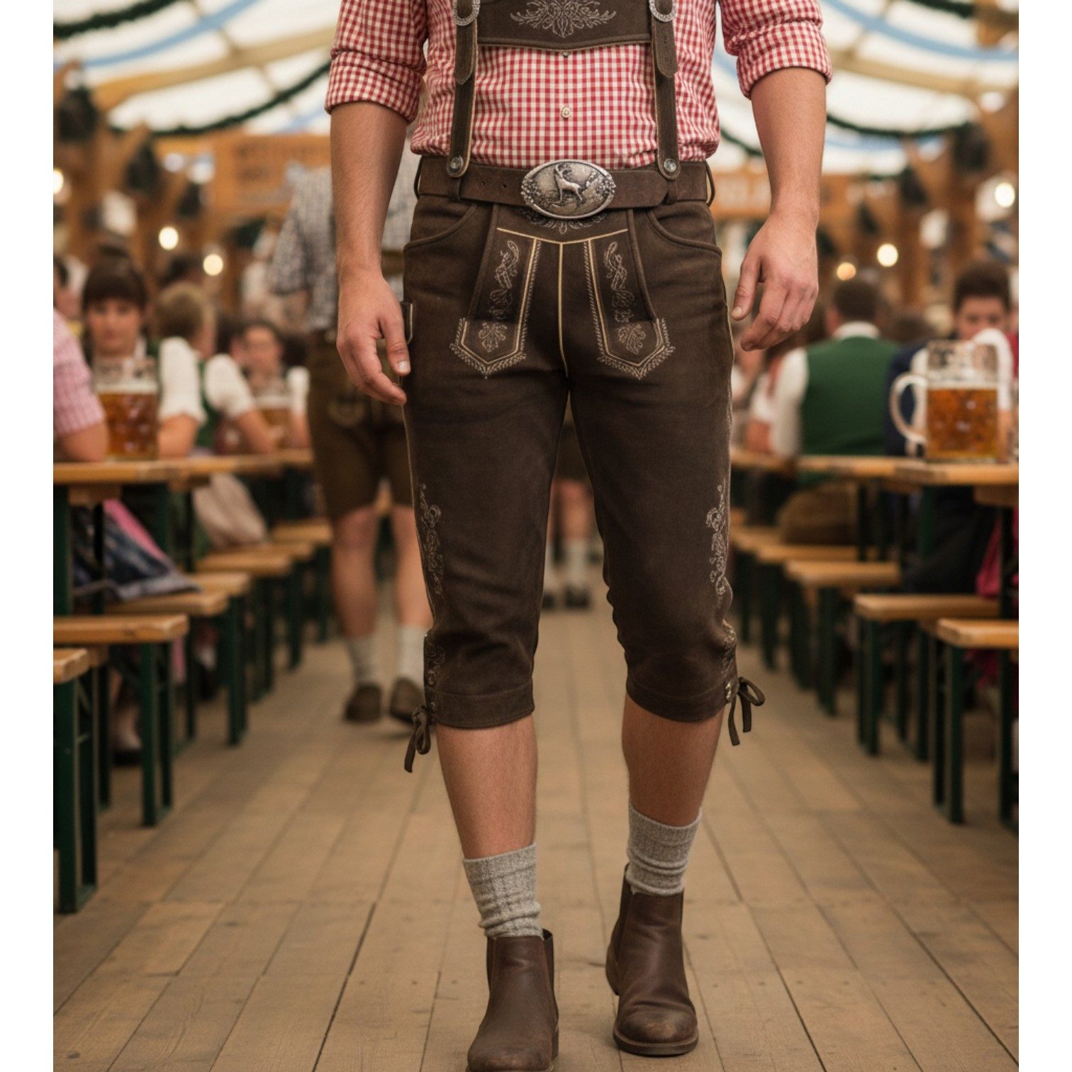FRONHOFER Ledergürtel Herren Trachten breit (1-St) Hirsch-Schnalle, für Lederhose