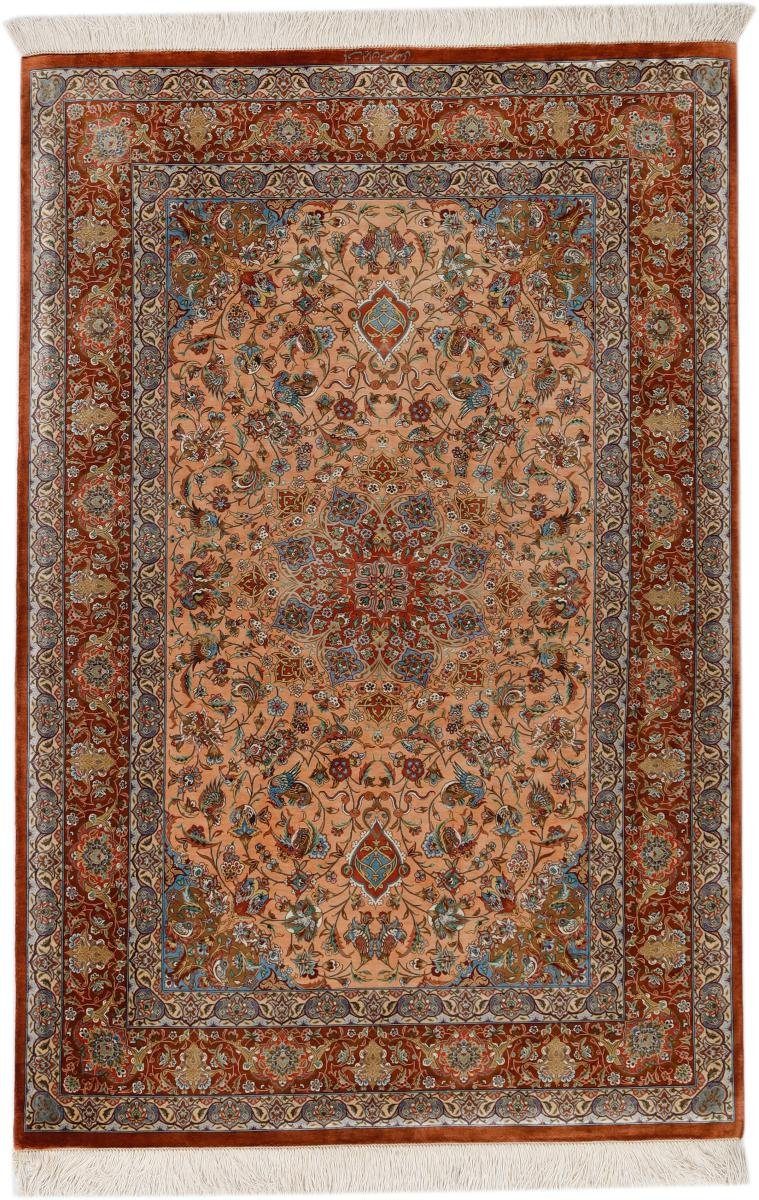 Seidenteppich Ghom Seide Mir Mehdi 101x164 Handgeknüpfter Orientteppich, Nain Trading, rechteckig, Höhe: 3 mm | Kurzflor-Teppiche