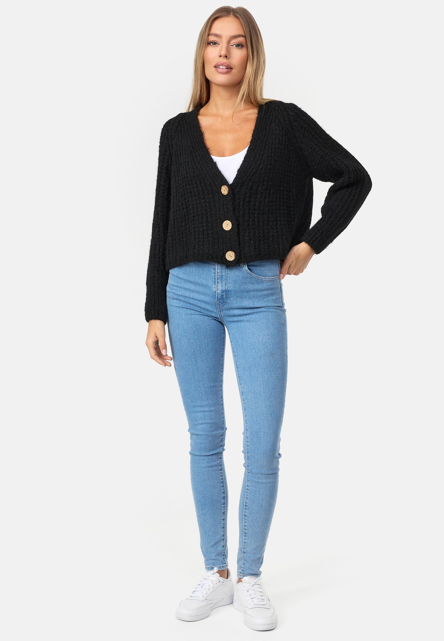 Decay Strickjacke mit femininem V-Ausschnitt