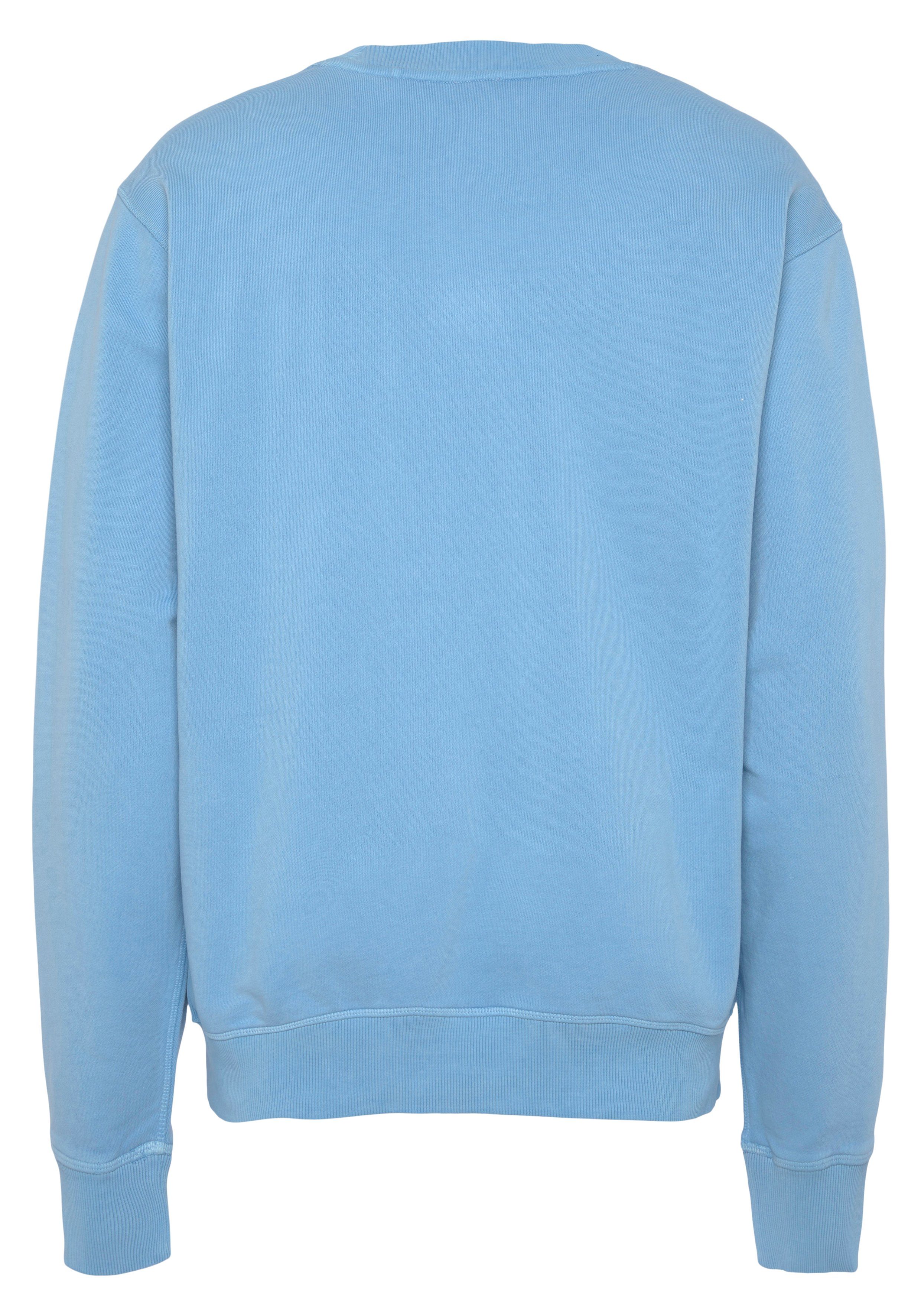 BOSS ORANGE Sweater Wefade (1-tlg) Rippeinsätzen open_blue mit seitlichen
