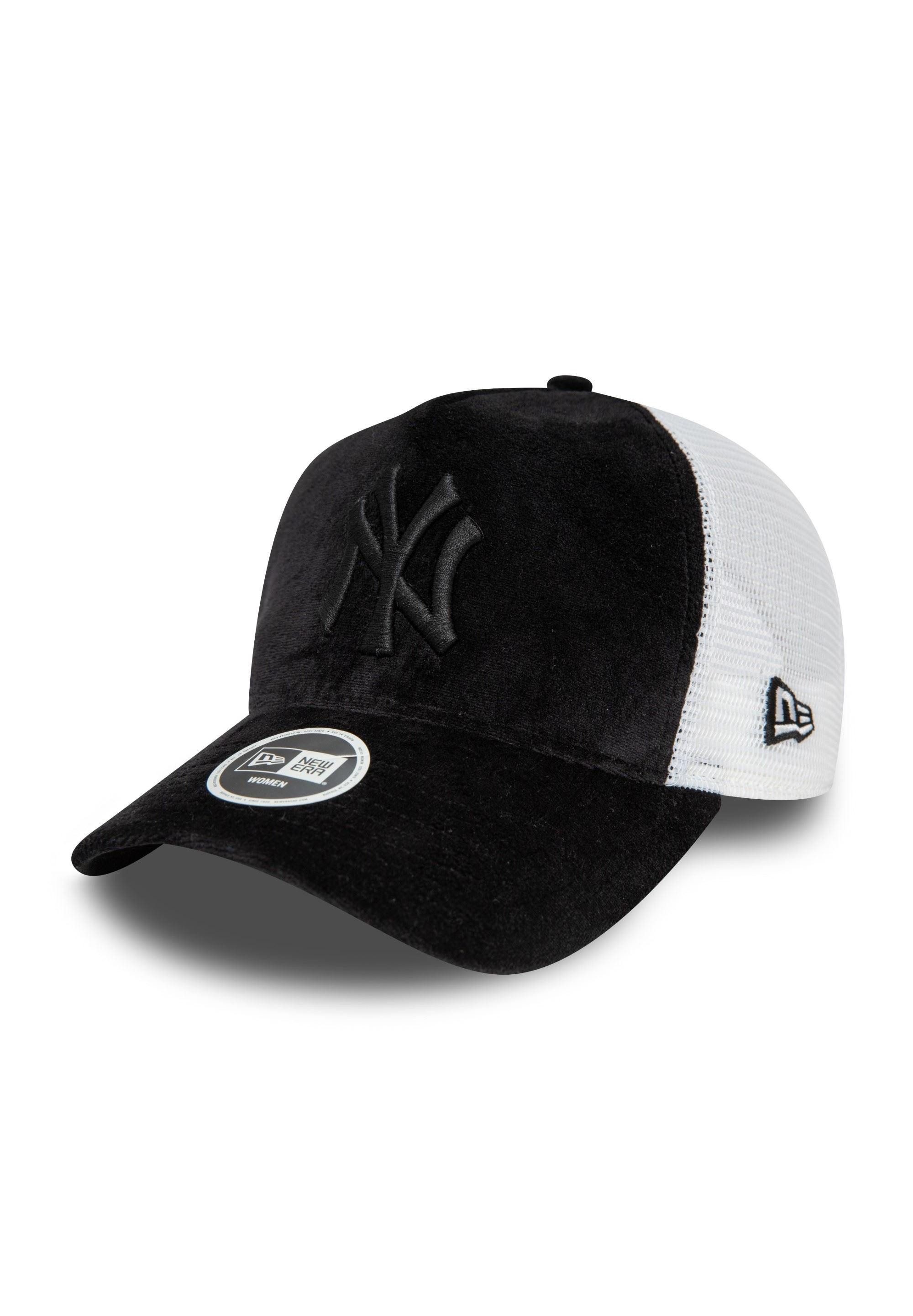 Baseball Cap New York Yankees MLB Velours Schwarz Weiß Verstellbare A-Frame Damen T
