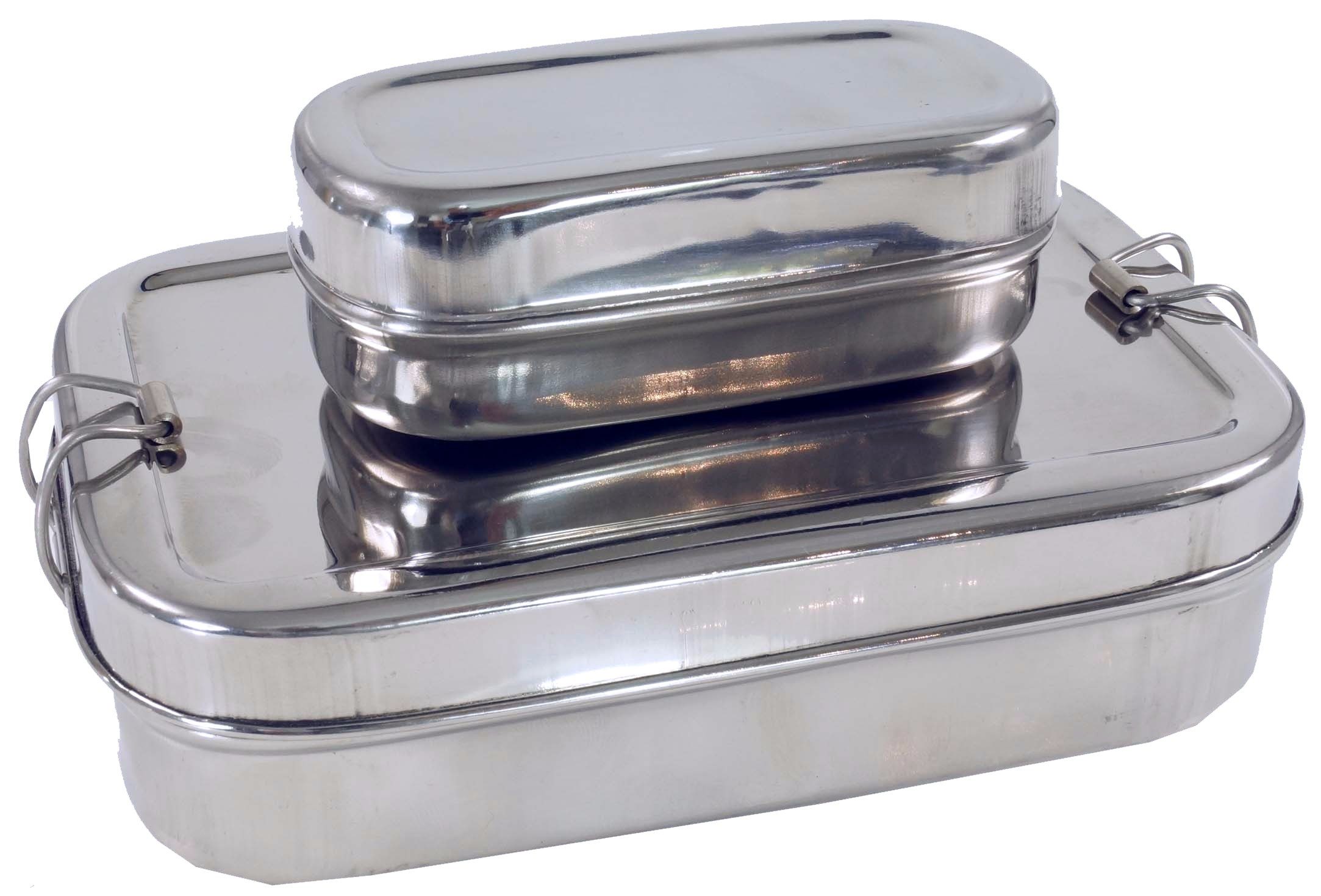 Guru-Shop Geschirr Edelstahl Brotdose, Frühstücksbox, Lunchbox,..