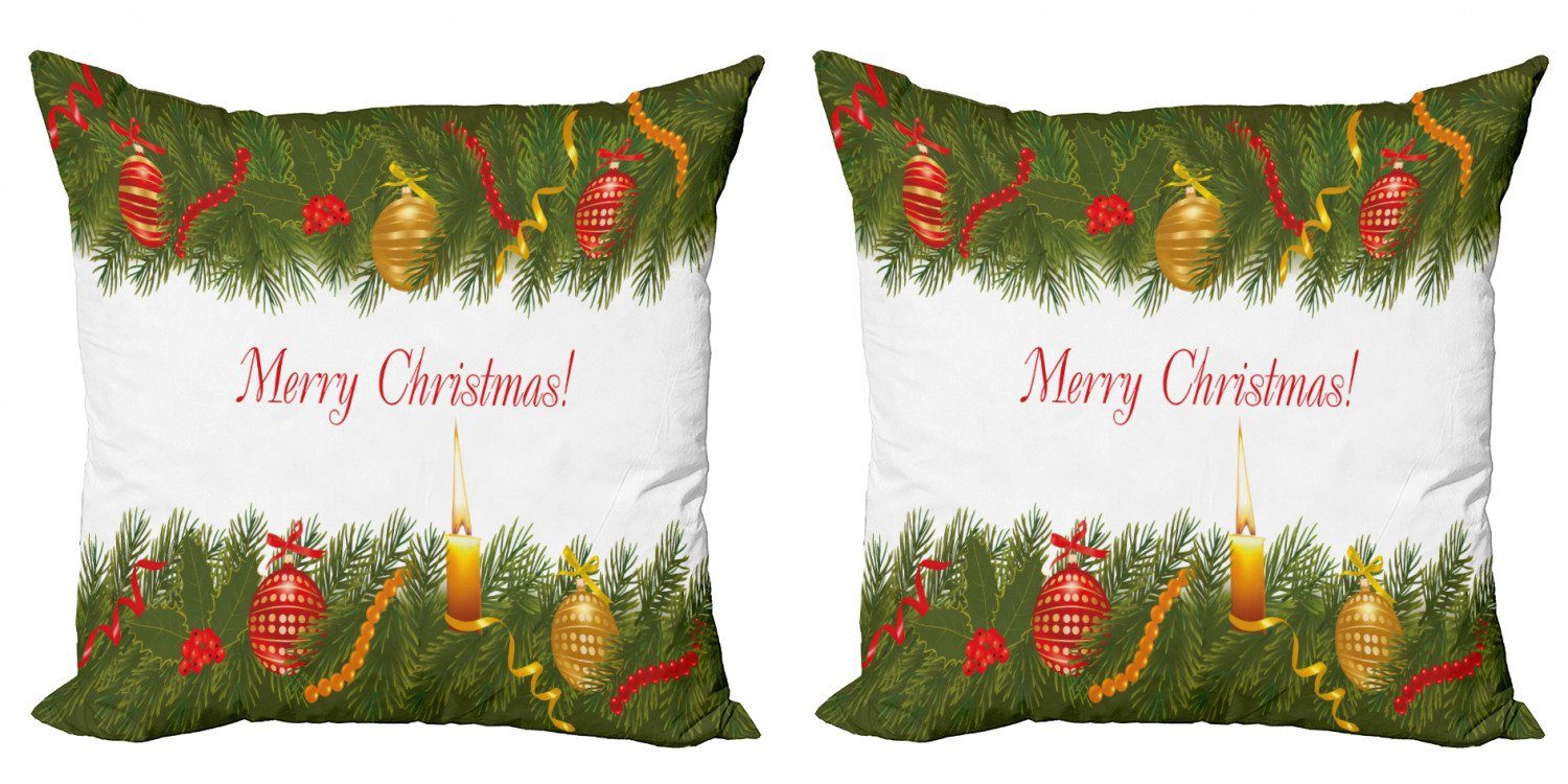 Kissenbezüge Modern Accent Doppelseitiger Digitaldruck, Abakuhaus (2 Stück), Weihnachten Baum Kerze Gruß