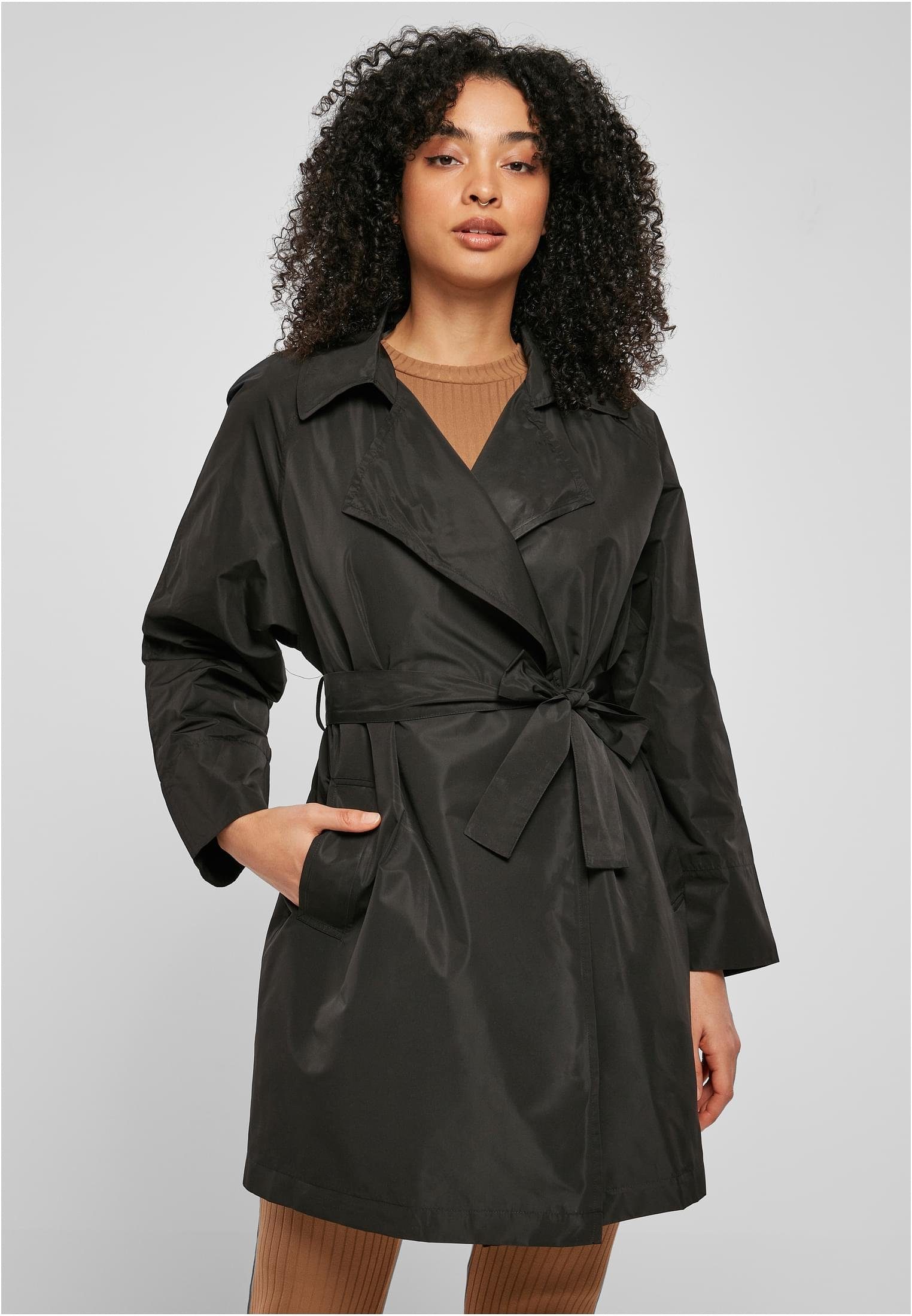 URBAN CLASSICS Outdoorjacke Damen Ladies Crinkle Nylon Minimal Trench Coat (1-St)