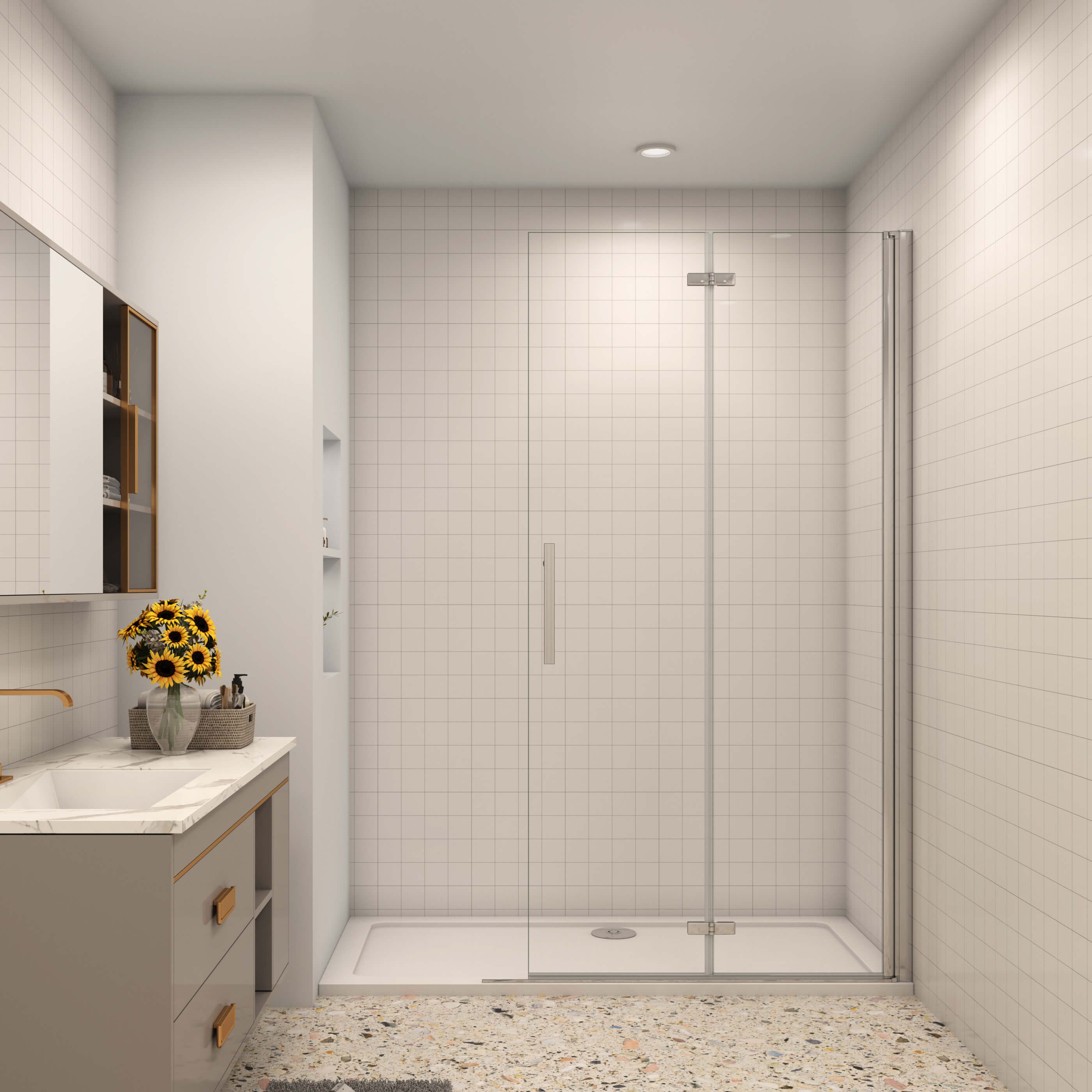 AICA Walk-in-Dusche Faltbar+Drehbar Walk-IN Glas Duschwand günstig online kaufen