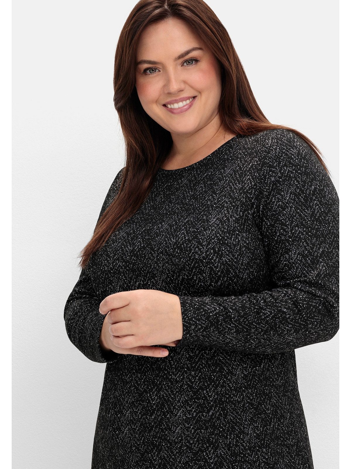 Sheego Shirtkleid Große Größen aus Interlock, im Jacquardmuster