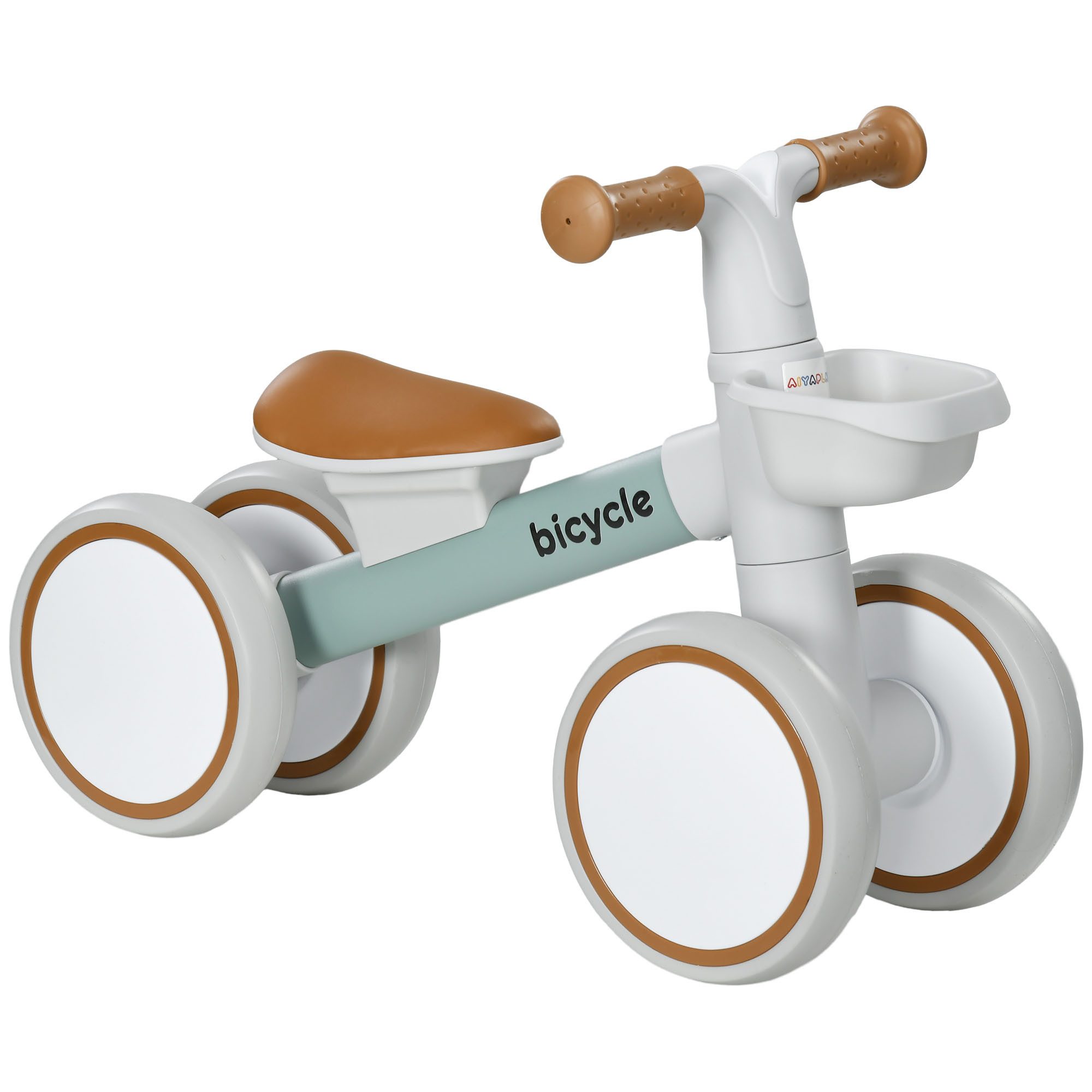 AIYAPLAY Laufrad Kinder ab 1 Jahre Baby bis 20 kg Lauflernrad 7 Zoll, Kleinkind Spielzeug, grün+weiß, 56 x 27 x 39 cm