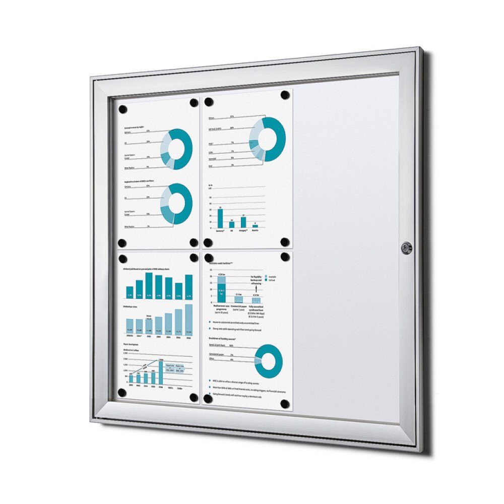 Hängevitrine für Innen und Außen SCS - 6x DIN A4 - B1 geprüft - Aluminium - Silber