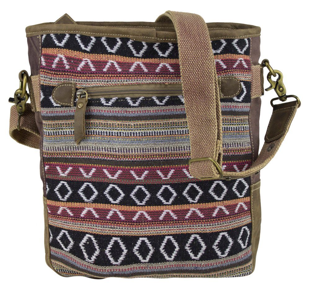 Sunsa Umhängetasche braune Canvas Schultertasche. mittelgroß Crossbody Tasche