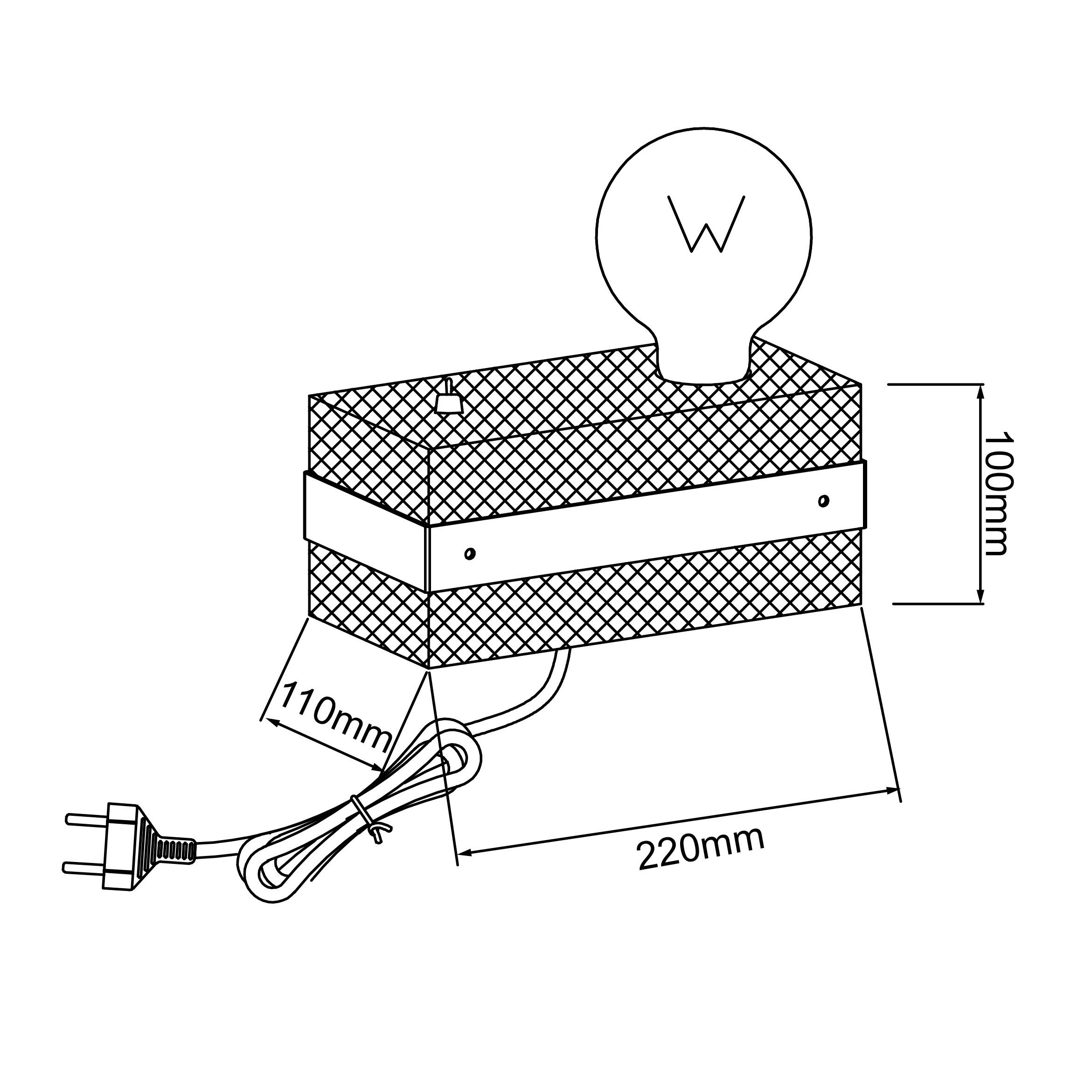 Lampe A60, 1x antik/schwarz Nor Woodhill Woodhill, g.f. E27, Tischleuchte 30W, Brilliant Tischleuchte