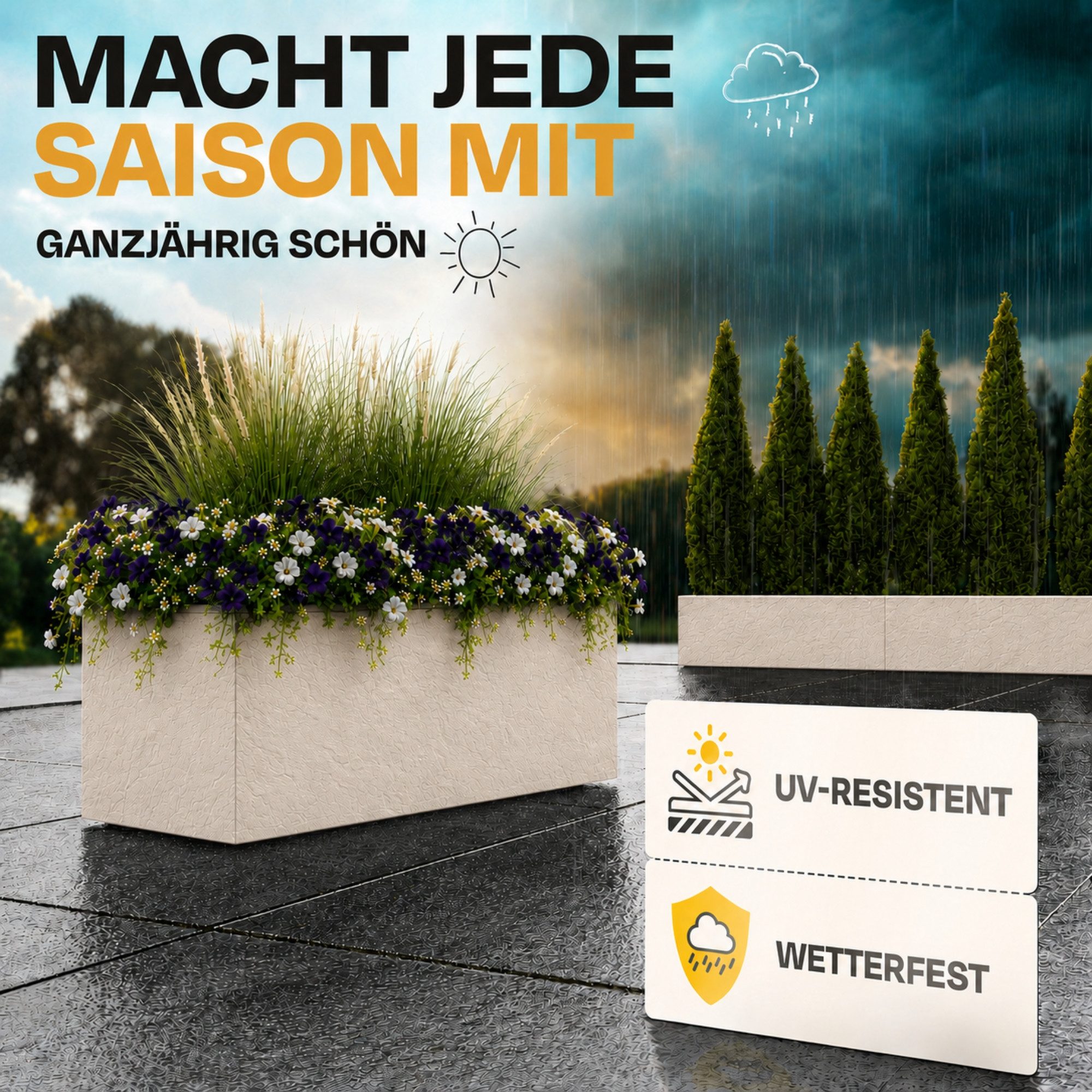 ONDIS24 Pflanzkübel Ondis24 Blumenkübel Vulkano, 50L Blumenkasten (1 St), mit cleverem Wasserspeicher am Boden – Bild 5 von 5