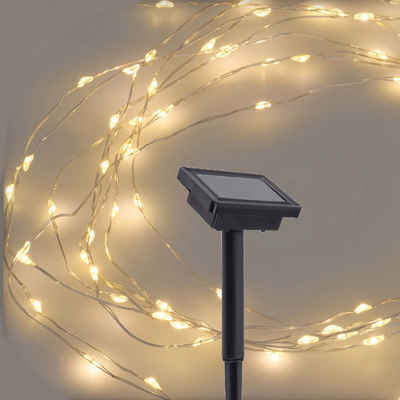 Spetebo LED-Lichterkette Solar Draht Lichterkette warm weiß - 200 LED / 12m