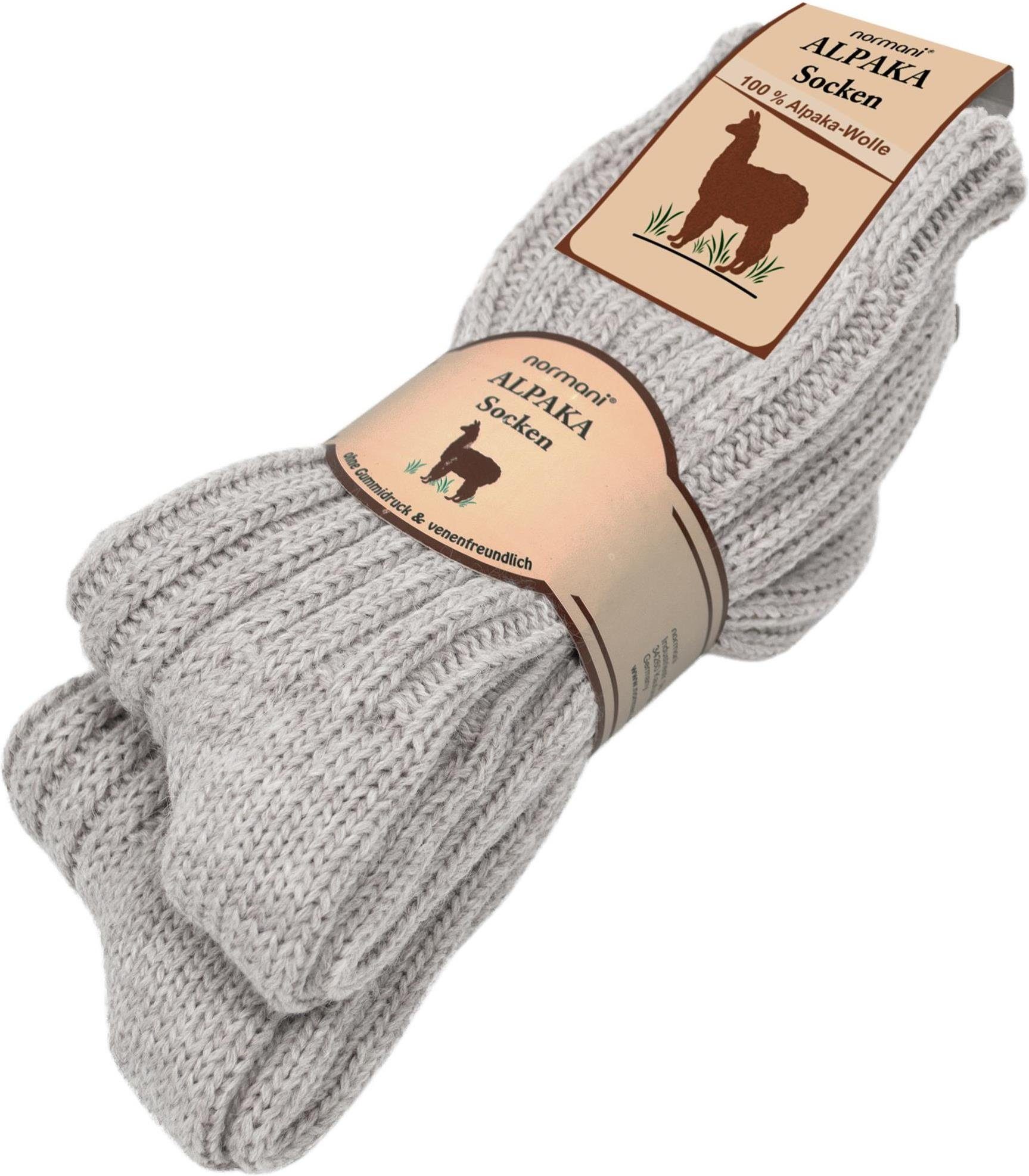 normani Thermosocken 2 Paar Alpaka-Socken mit Wolle (Set, 2 Paar) hochwertige Alpaka-Wolle Hellgrau | Thermosocken