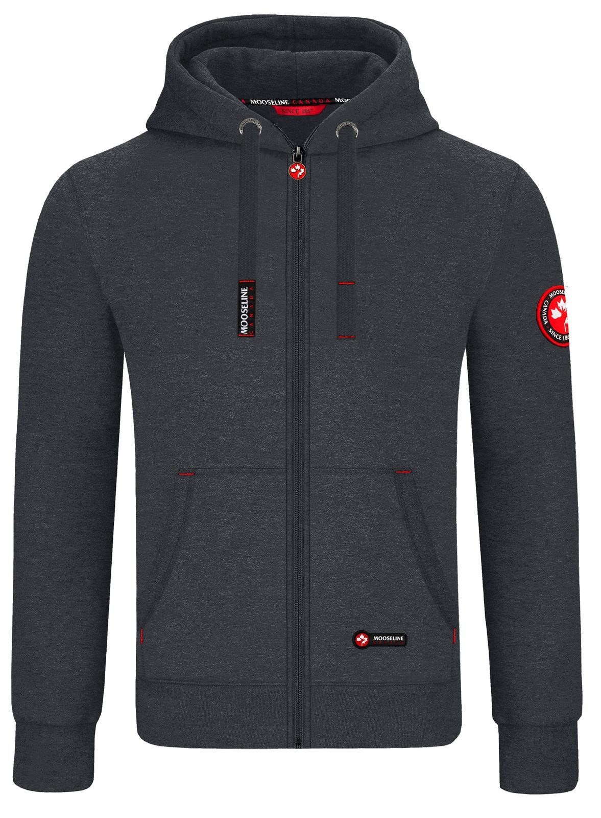 MOOSELINE Sweatjacke Herren Dunkelgrau - rotes günstig online kaufen