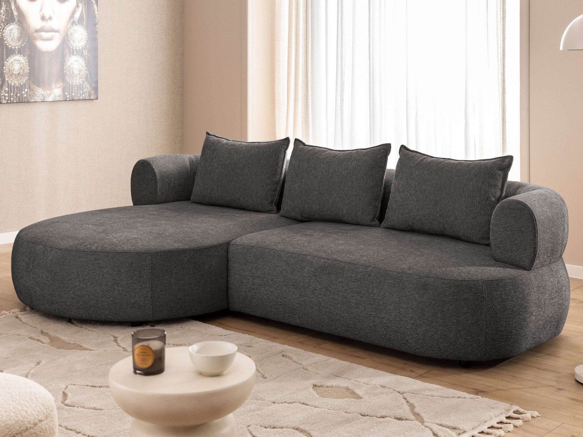 Home affaire Ecksofa LUSSAC L-Form Design-Sofa mit Zierkissen, Maße B/T/H: 257/159/78 cm, hoher Sitzkomfort und modernes Design, Sofa ohne Bettfunktion