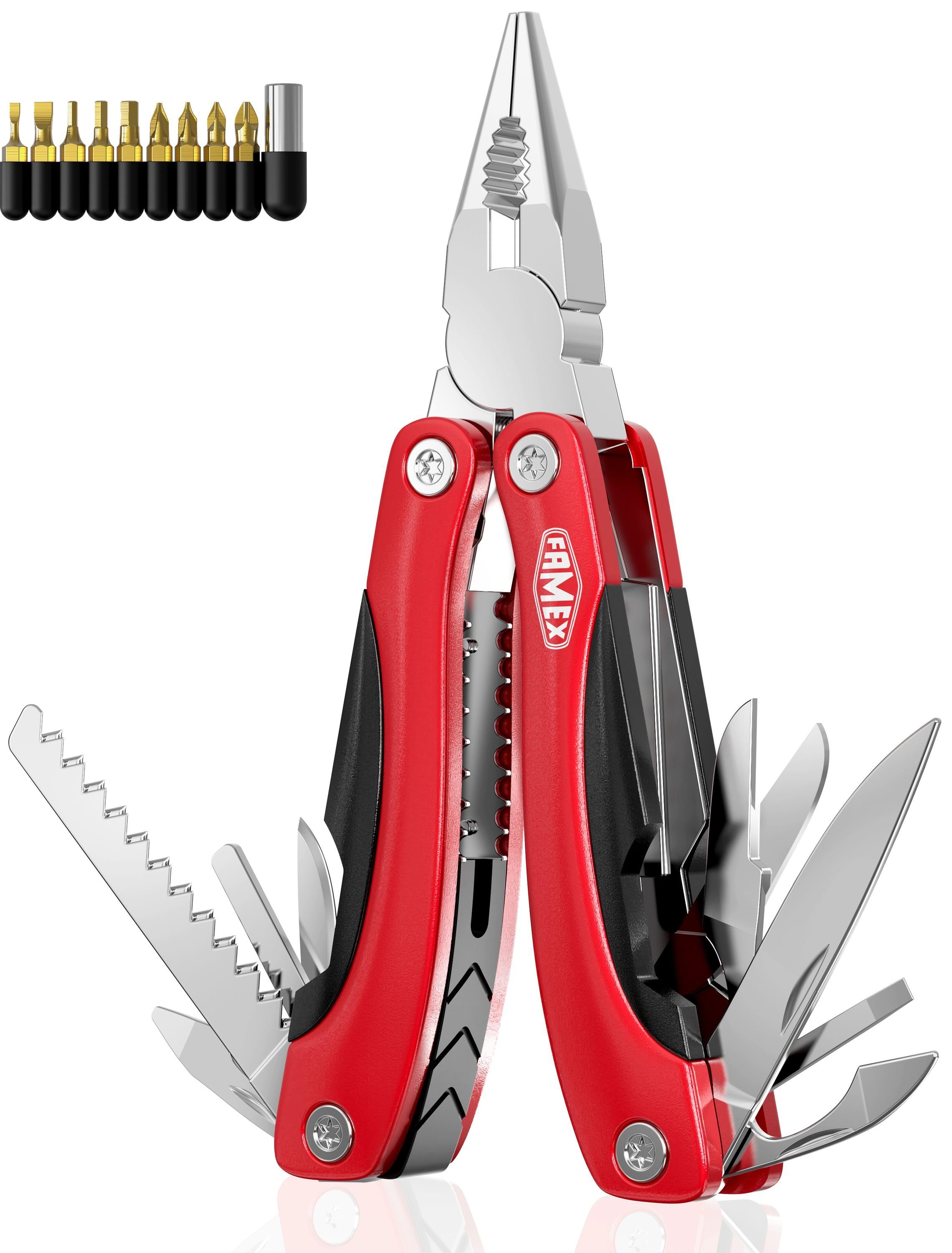 FAMEX Multitool 14006 mit Schraub-Bits und Tasche, (mit Tragetasche)