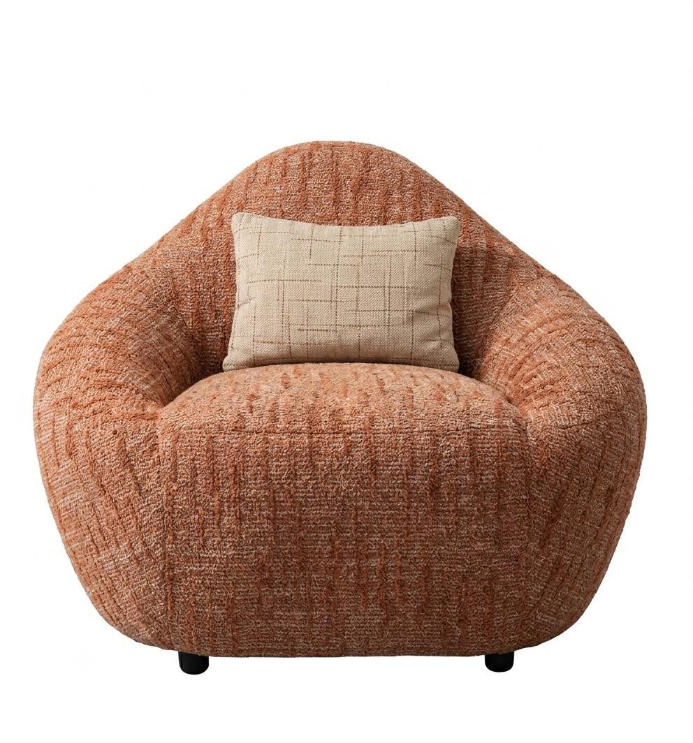 Xlmoebel Cocktailsessel Brauner weicher Sessel gemütlicher Wohnzimmer modern (1-St., 1-tlg), Mit Kissen