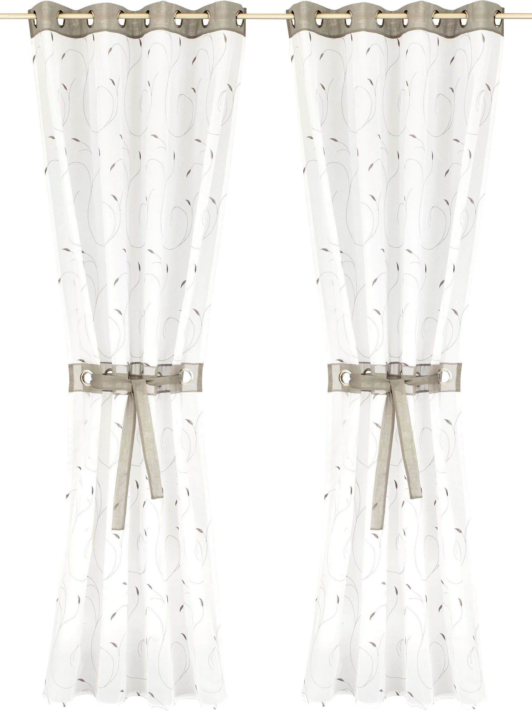 Gardine Jaca, Home St), bestickt, transparent, (2 Ösen affaire, Raffhalter Voile, transparent, inkl. Voile