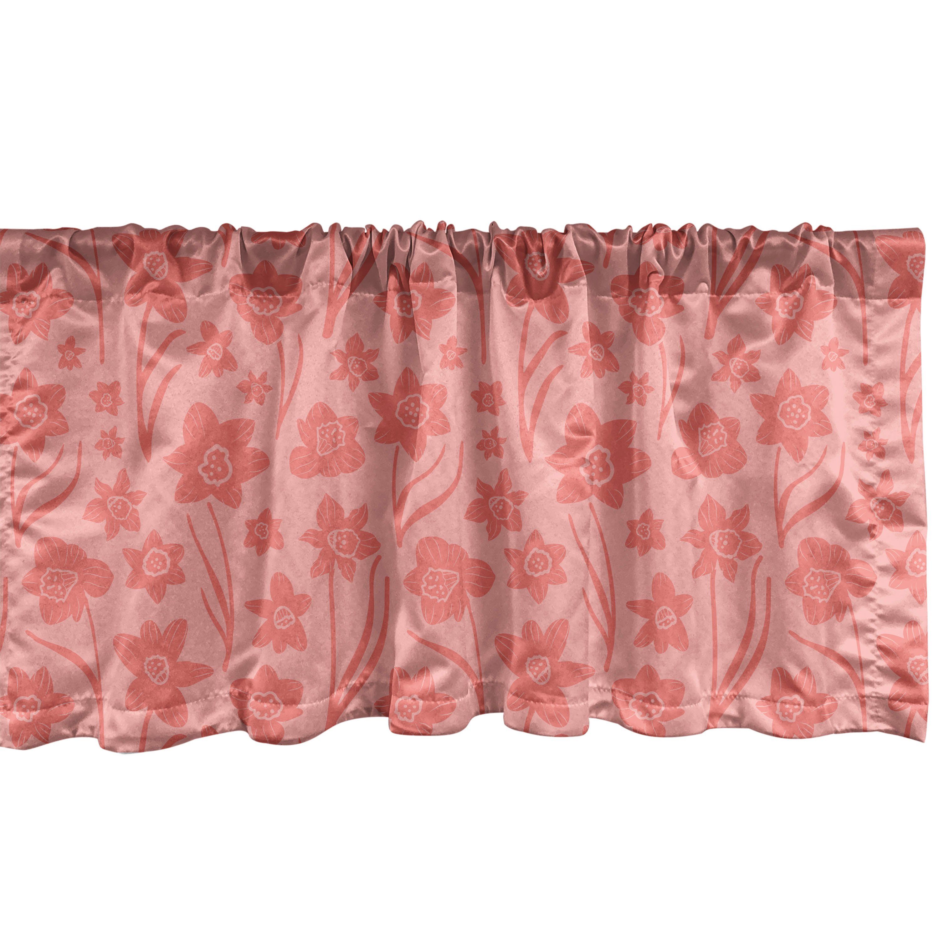 Scheibengardine Vorhang Volant für Küche Schlafzimmer Dekor mit Stangentasche, Abakuhaus, Microfaser, Blumen Romantische Simplistic Blumen