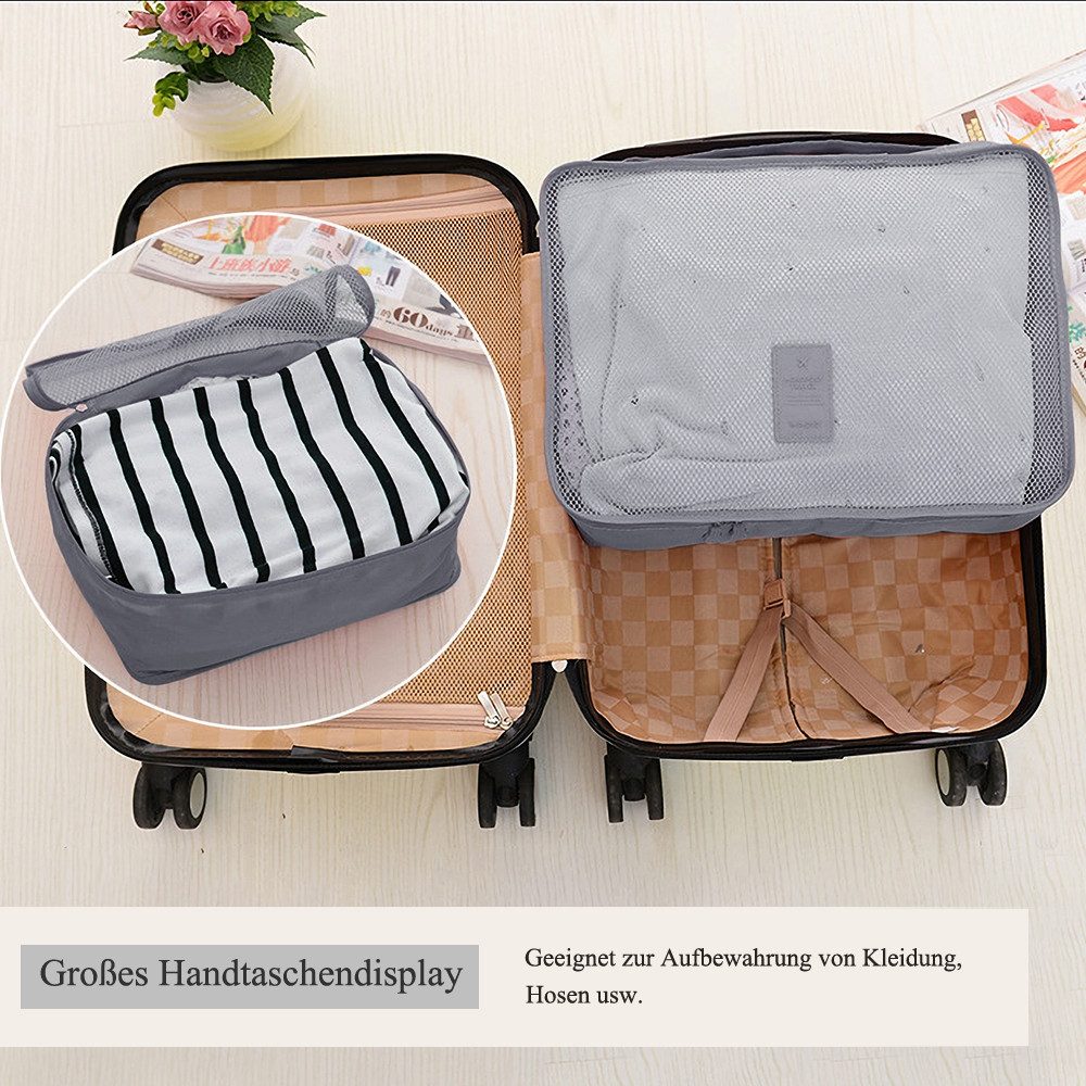 Coonoor Kofferorganizer Packing Cubes Kofferorganizer Koffer Organizer Set Packing Cubes (6-tlg), Wasserdichte Reise Kleidertaschen