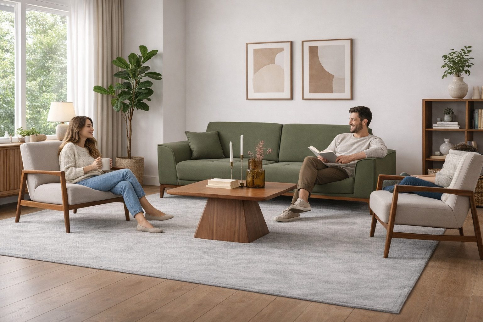 JVmoebel 3-Sitzer Wohnzimmer Set Modern Mehrfarbig Designer-Sessel Komfortabel Stoff, 2 Teile – Bild 3 von 5