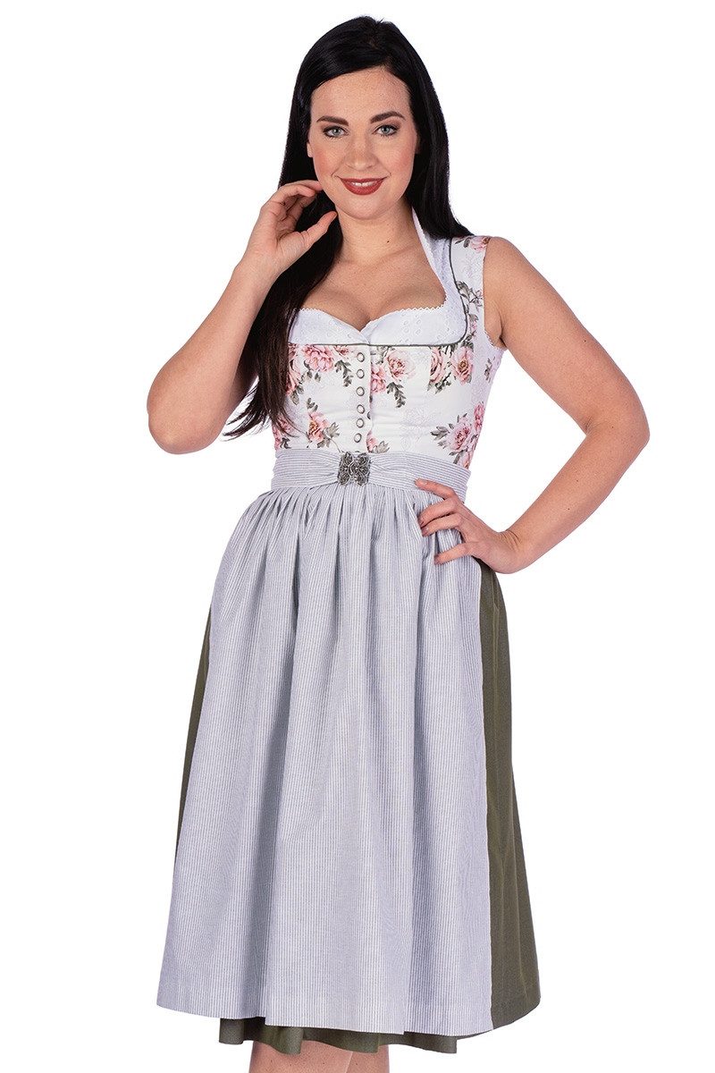 Berwin & Wolff Dirndl Midi Dirndl 2tlg. - HANJA - offweiß/geblümt/oliv