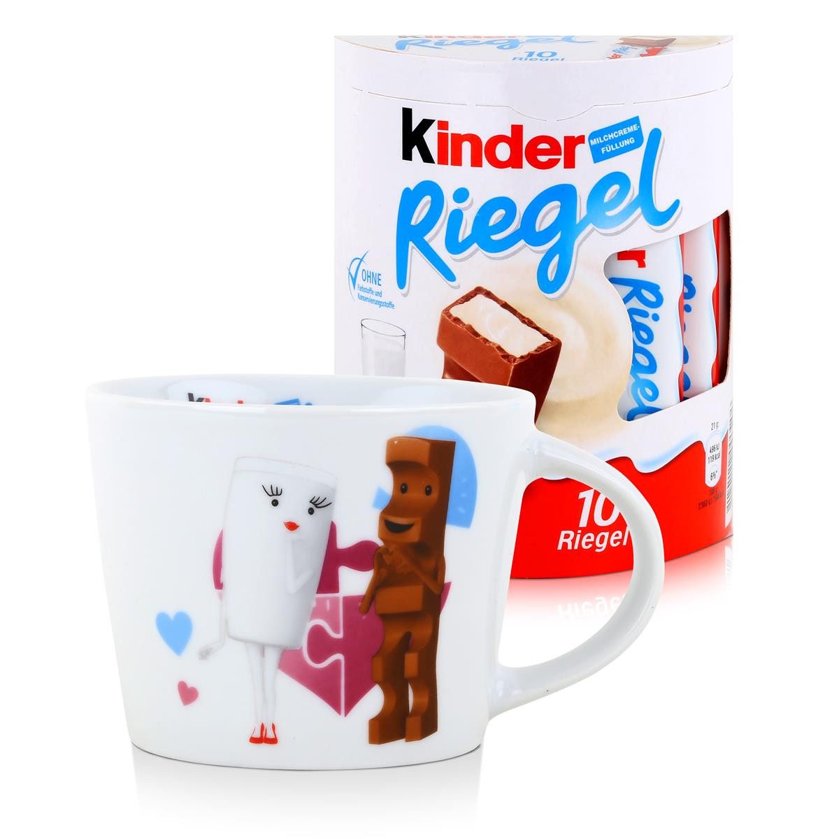 FERRERO Gläser-Set Kinder Riegel Sammel-Tasse Fan-Edition "Puzzle" & 10 Kinder Riegel je