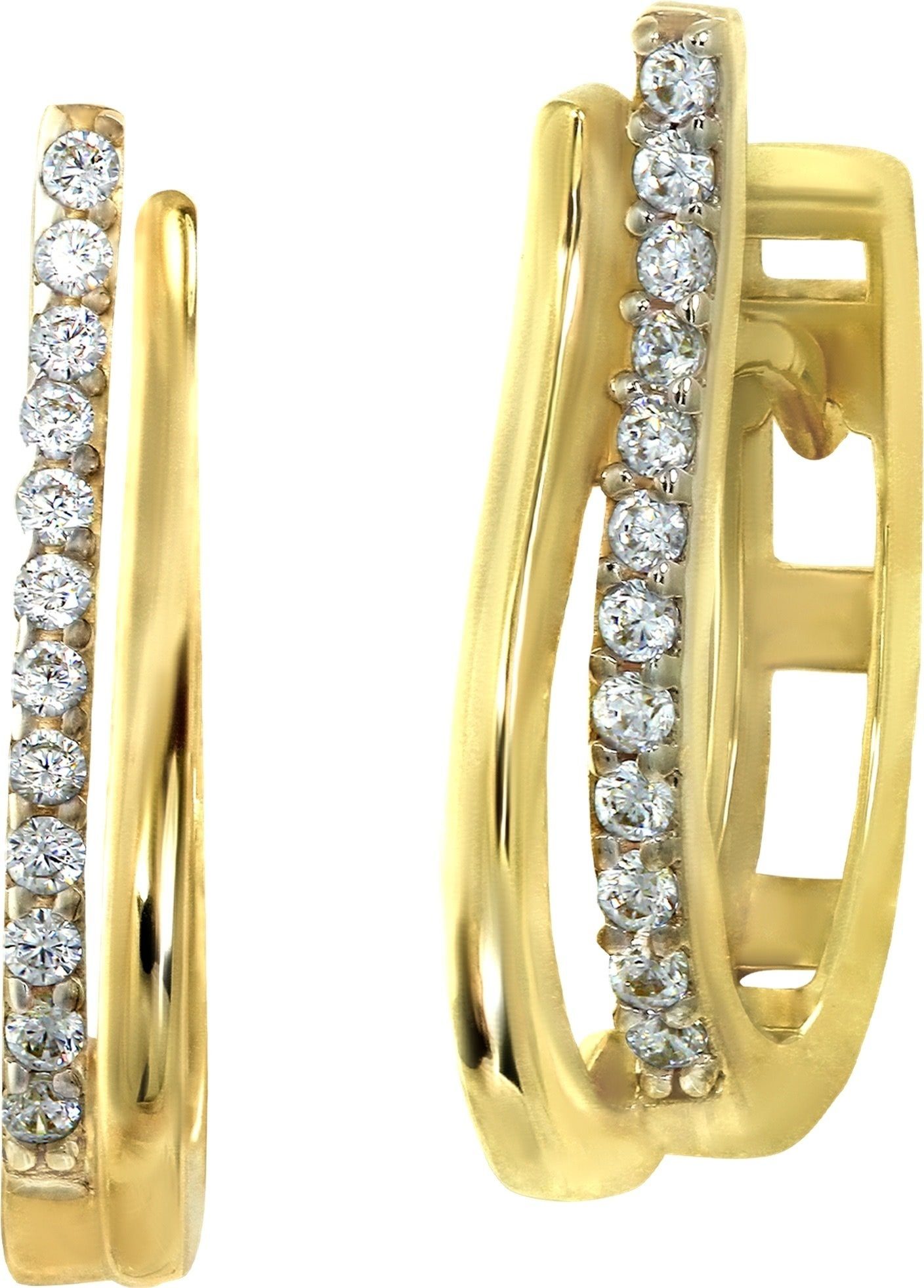 GoldDream Paar Creolen GoldDream Creole Double Line Zirkonia (Creolen), Damen Creolen Double Line aus 333 Gelbgold - 8 Karat, Farbe: gold