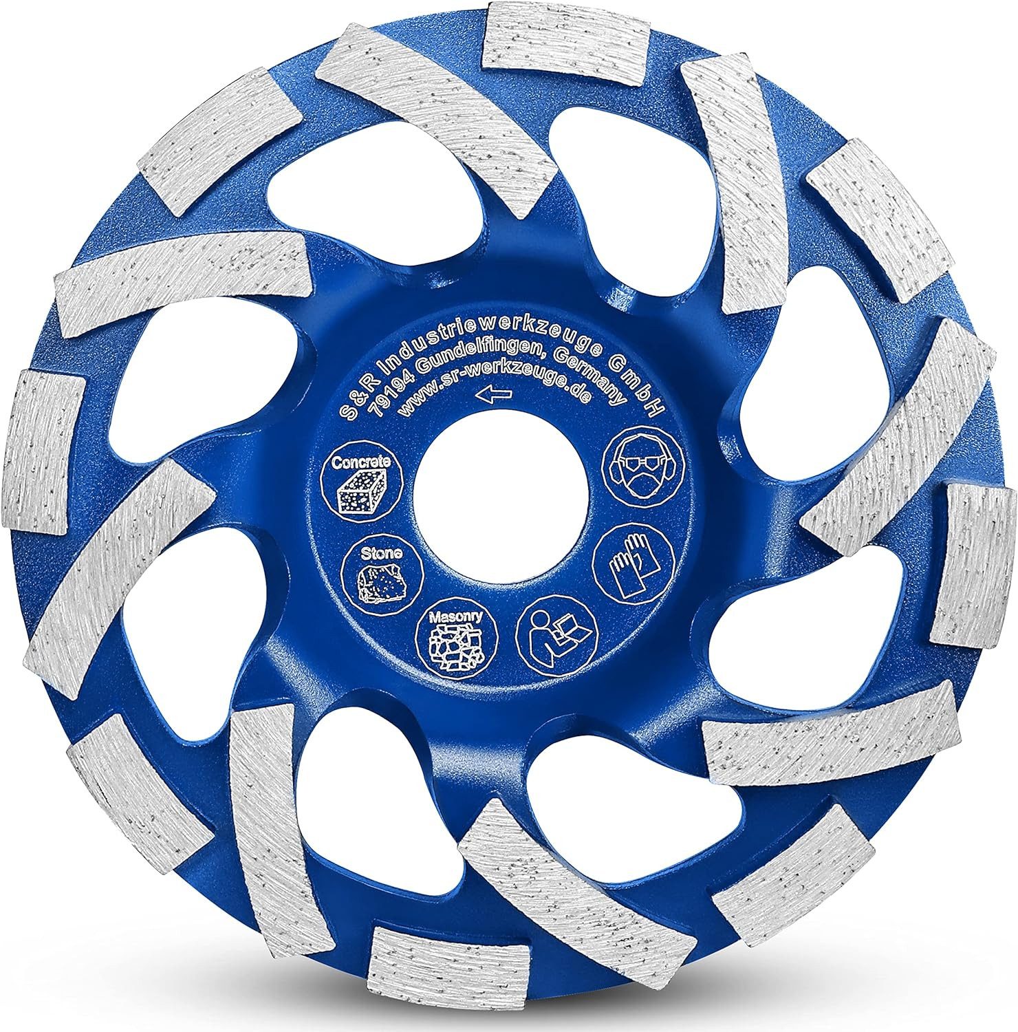 S&R Schleifscheibe Diamantschleiftopf 125 mm für harter Beton, Naturstein, Mauerwerk, (1 St., Geprüft und hergestellt nach DIN EN 13236), Schleiftopf, Betonschleifer, Schleifteller für Winkelschleifer