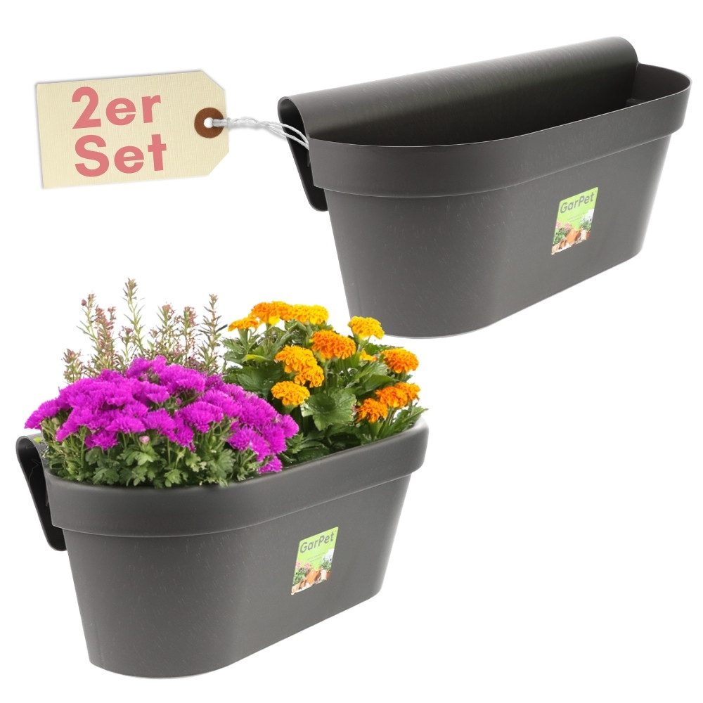 GarPet Balkonkasten 2er Set Geländerkasten Balkon mit Wasserspeicher Blumen günstig online kaufen