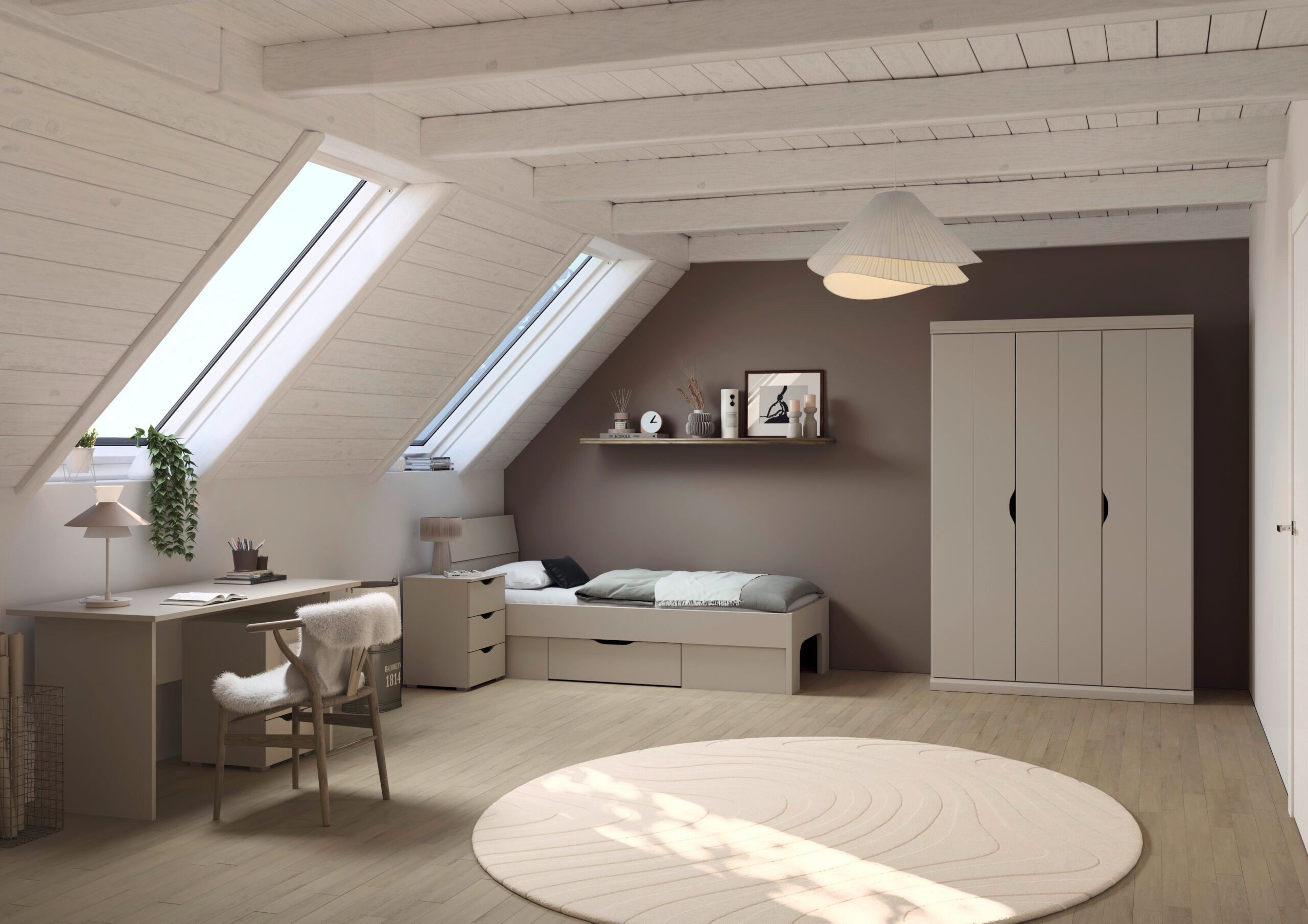 möbel-direkt.de Jugendzimmer-Set Frieda in Beige mit 3 türigem Kleiderschrank, (Komplett-Set, 5-tlg., in verschiedenen Ausführungen wählbar), Made in Germany