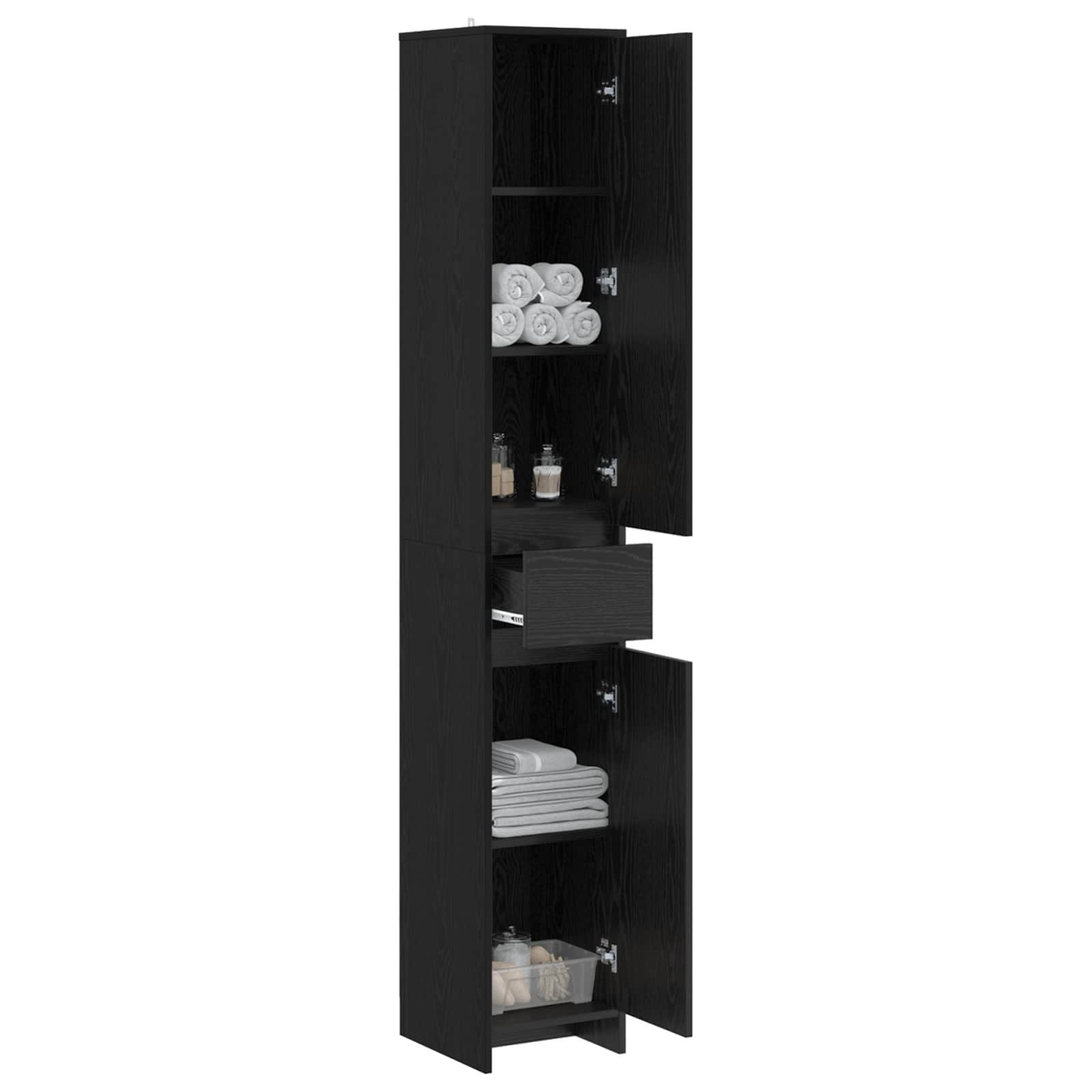 vidaXL Badezimmerspiegelschrank Badezimmerschrank Schwarze Eiche 30 x 33 x 190 cm Holzwerkstoff (1-St)