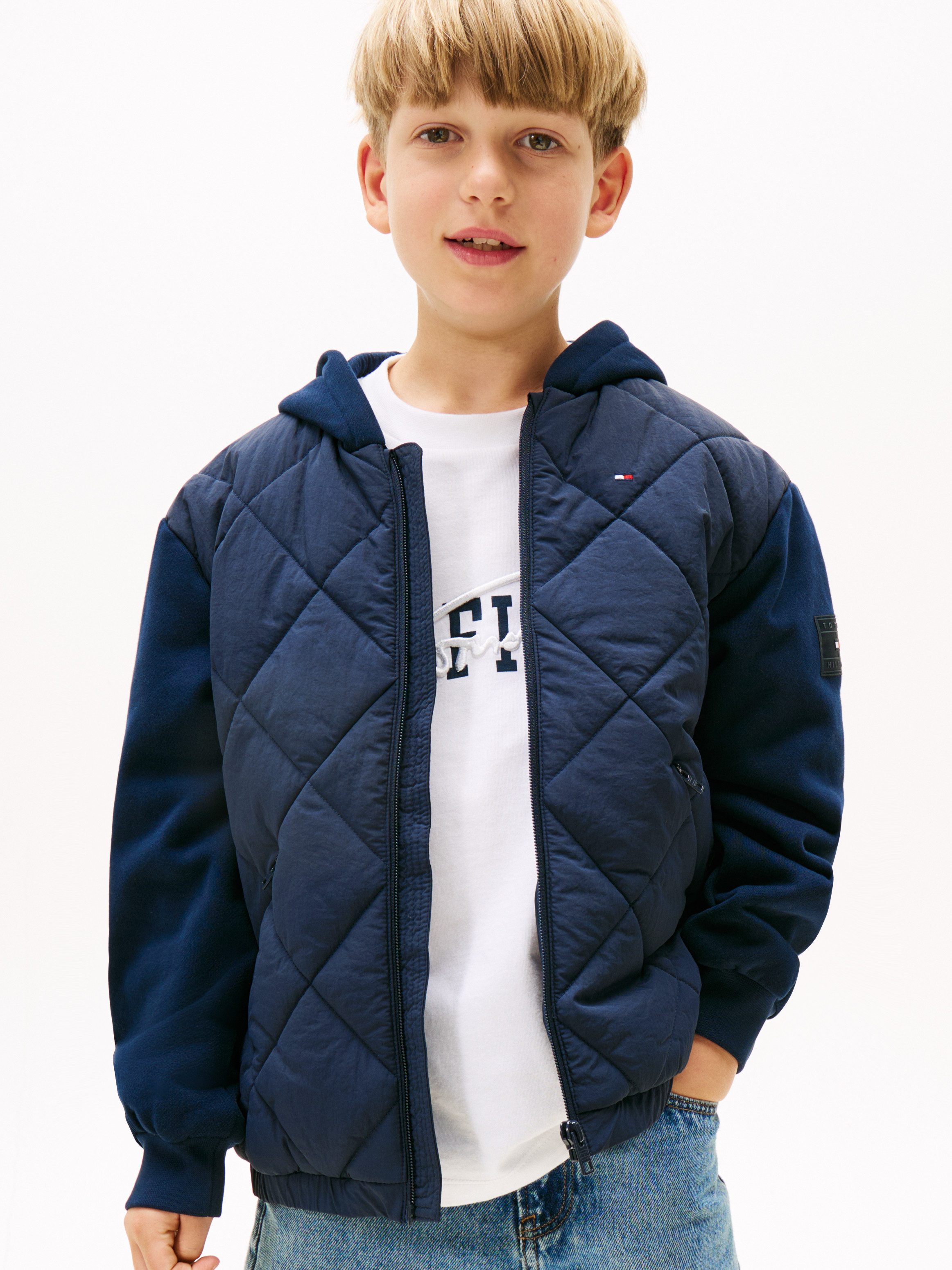 Tommy Hilfiger Steppjacke MIX MEDIA QUILTED JACKET für Kinder bis 16 Jahre, Material-Mix
