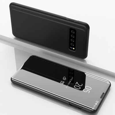 FITSU Handyhülle Spiegel Hülle für Samsung Galaxy S10 Plus Handytasche, Schlanke Klapphülle, elegantes Flipcase, Handyhülle mit Standfunktion
