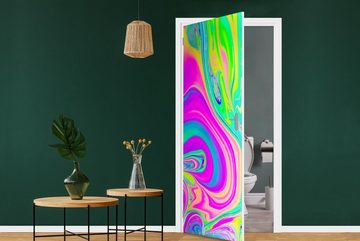 MuchoWow Türtapete Formen - Farbe - Kunst - Psychedelisch, Matt, bedruckt, (1 St), Fototapete für Tür, Türaufkleber, 75x205 cm
