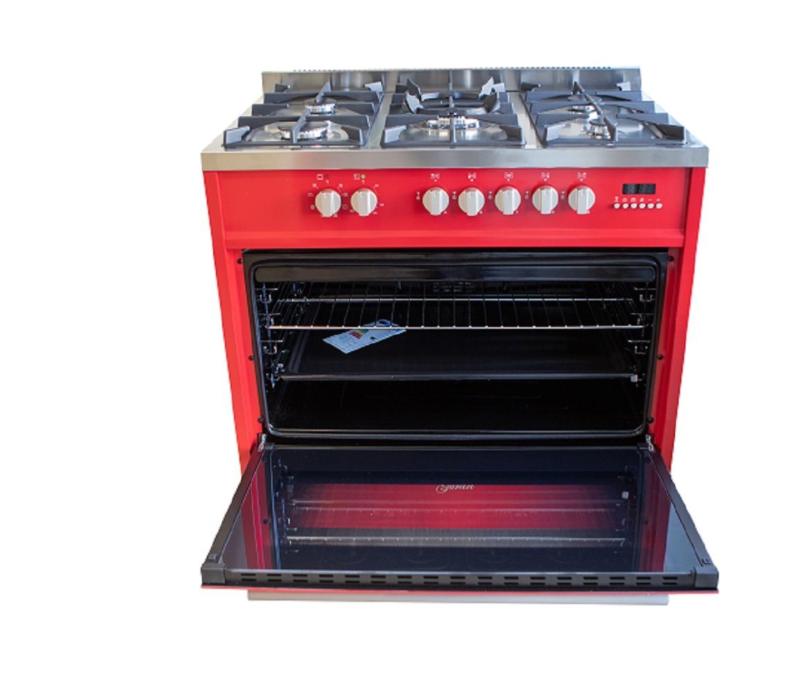 GURARI Gas-Standherd GCH E 911 R/3, Gas Elektro Standherd 90 cm/ Range Coocker / 121L / 8 Funktionen