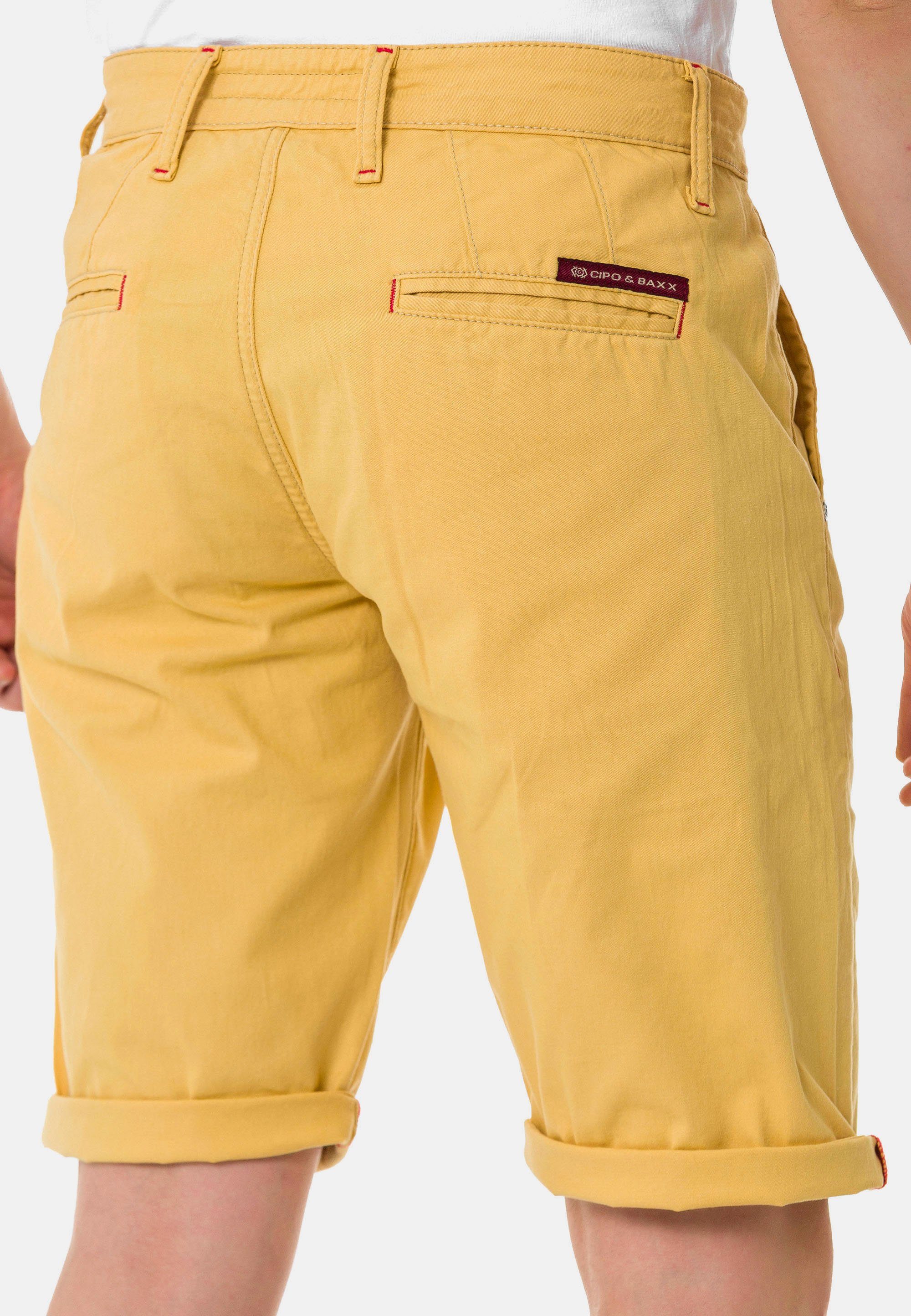 Baxx & einfarbigen im Shorts gelb Cipo Look