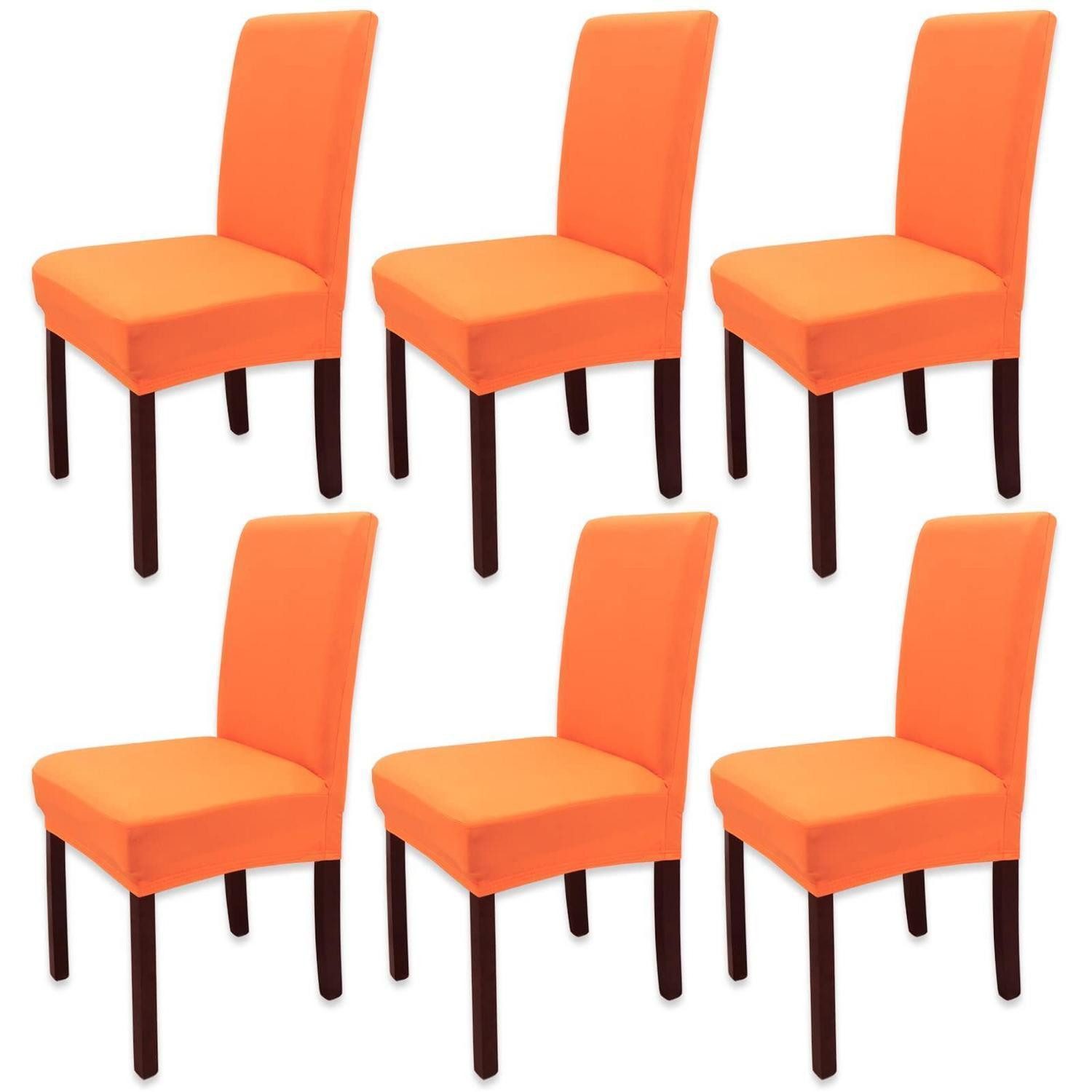 LuxusKollektion Stuhlbezug Stuhlhussen abnehmbar waschbar dehnbar Hochzeit Bankett Orange 6 Stück