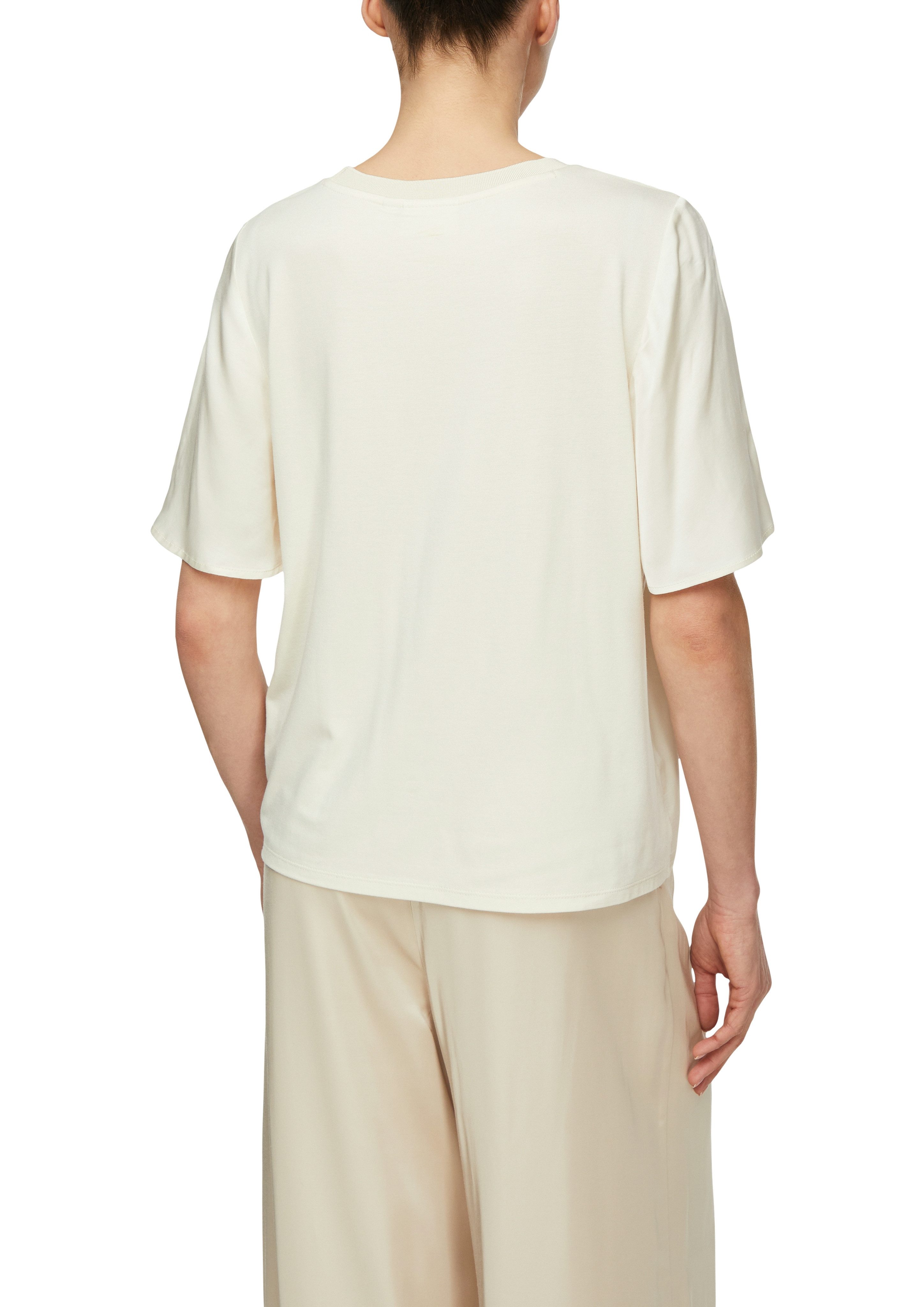 comma T-Shirt mit geripptem Ausschnitt