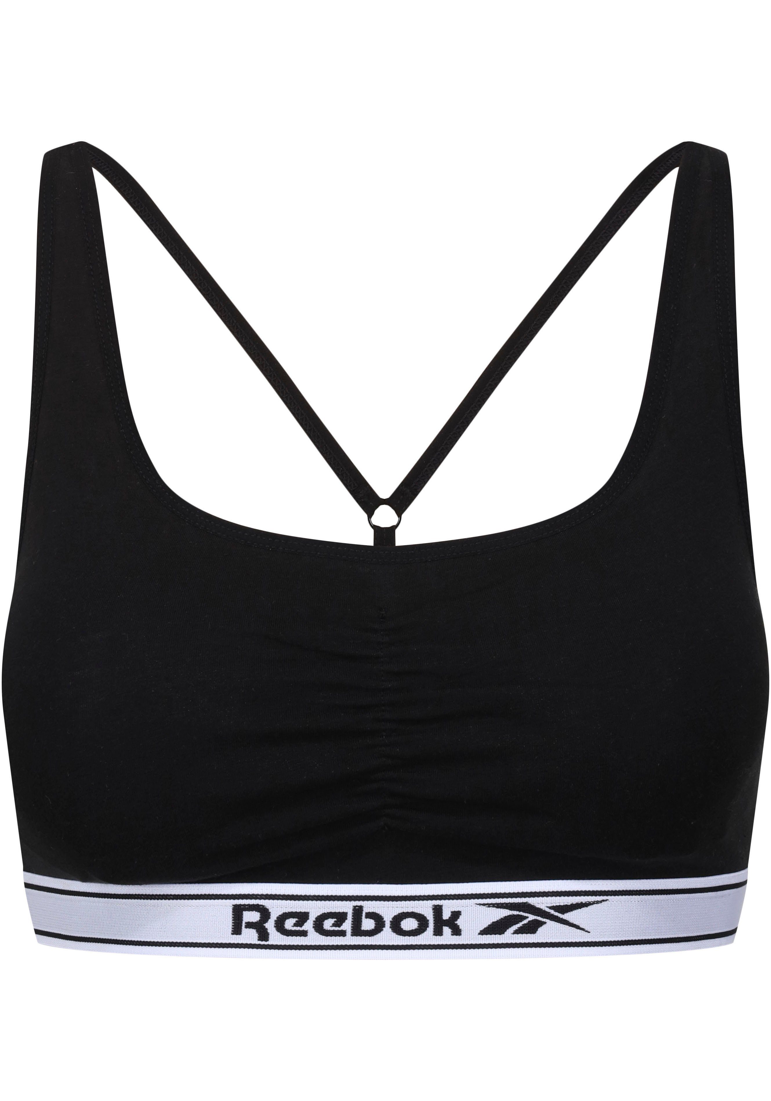 Reebok Bustier "Jackie" Logoschriftzug auf dem Unterbrustband, Raffung vorn