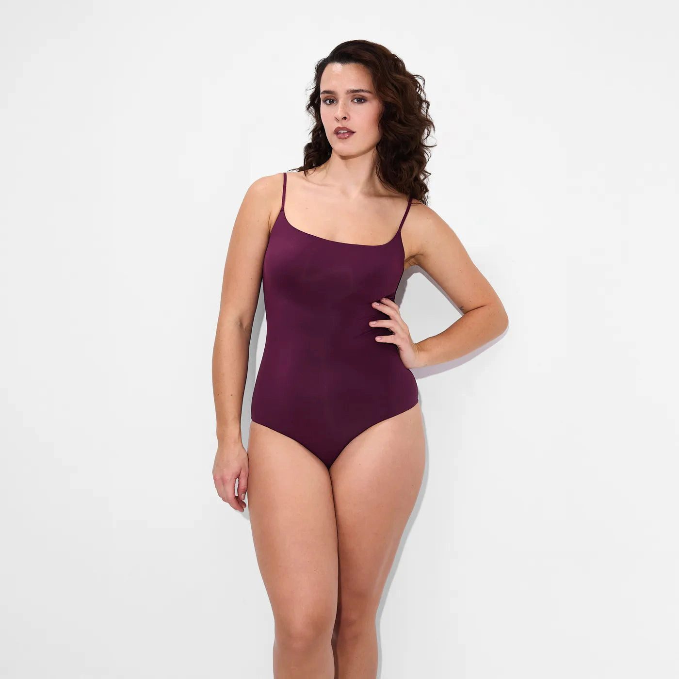 cfab by creamy fabrics Miederbody Cami Bodysuit String-Burgundy-3XL (1-tlg) Figurformend
