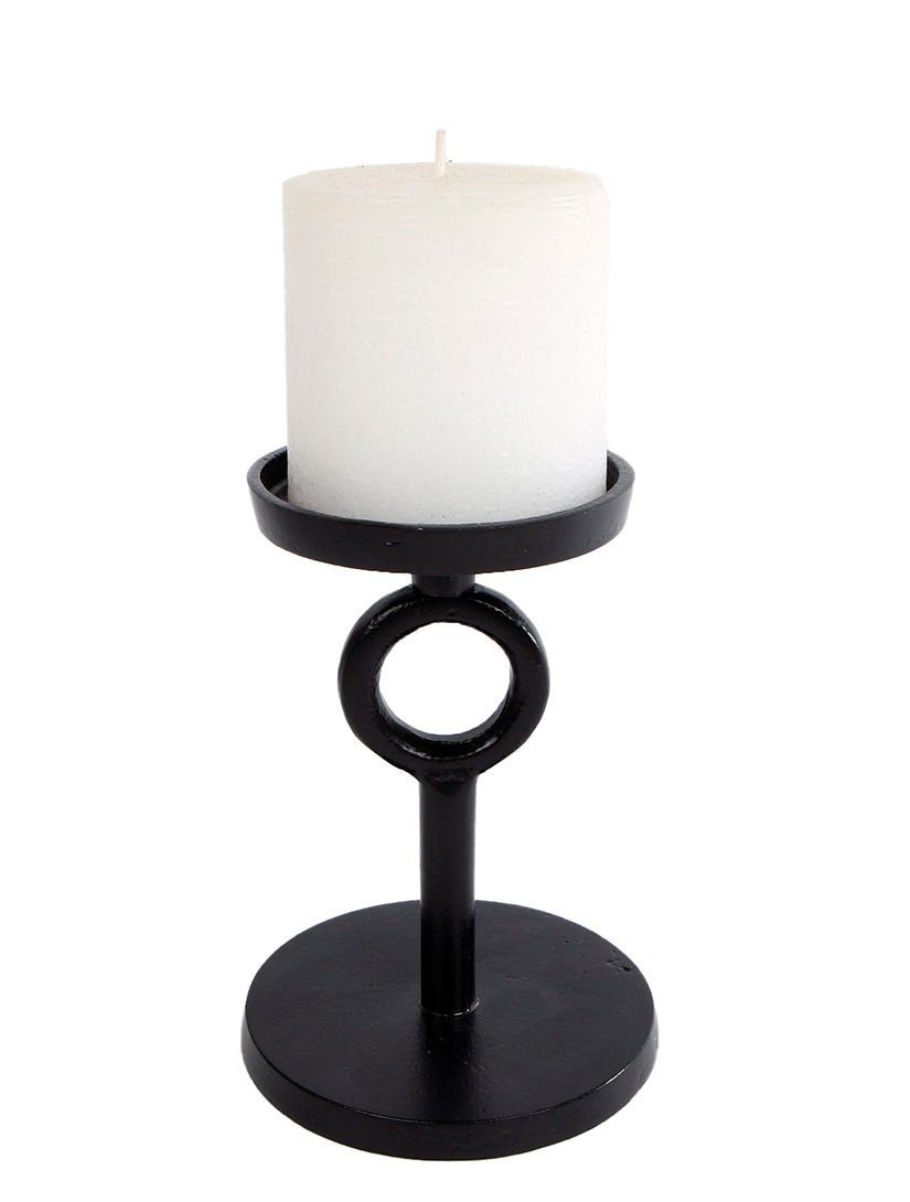 Spetebo Kerzenständer Aluminium Kerzenständer schwarz - 14 cm / klein  (Einzelstück, 1 St., 1 Kerzenständer), Metall Tisch Deko Stumpen Kerzen  Halter modern klein